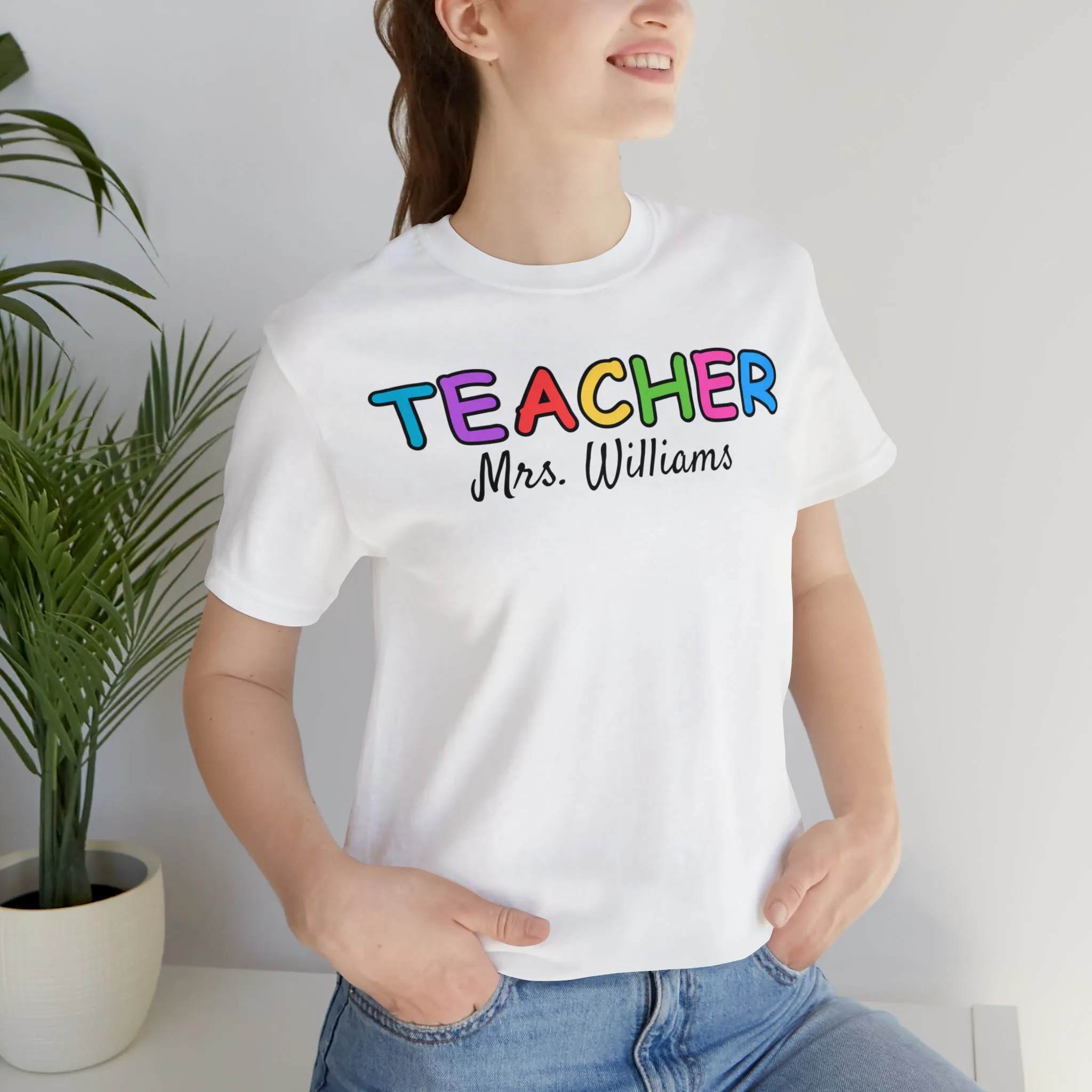 CUSTOM Teacher Personalized T-Shirt | Teacher's Name Tee |  Bella Canvas 3001 Unisex | First Day of School Short Sleeve Tshirt