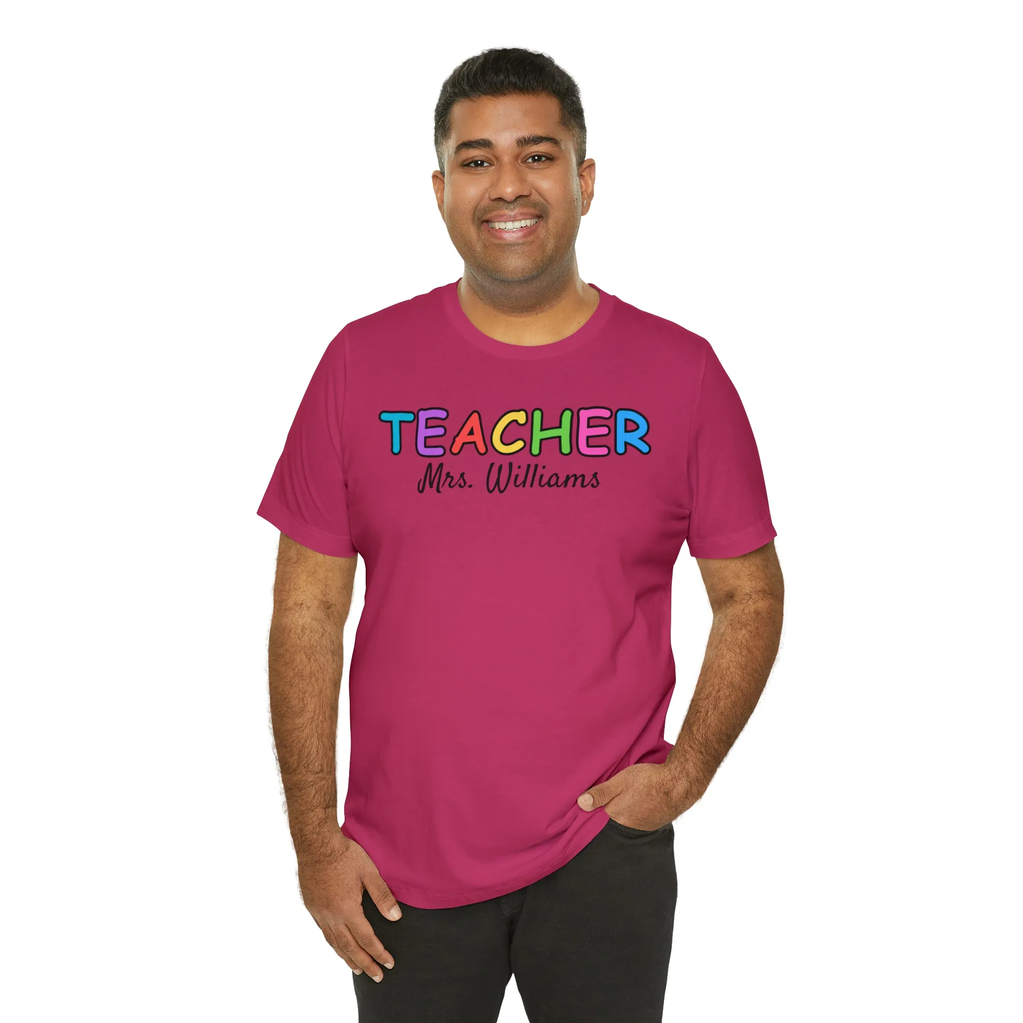 CUSTOM Teacher Personalized T-Shirt | Teacher's Name Tee |  Bella Canvas 3001 Unisex | First Day of School Short Sleeve Tshirt