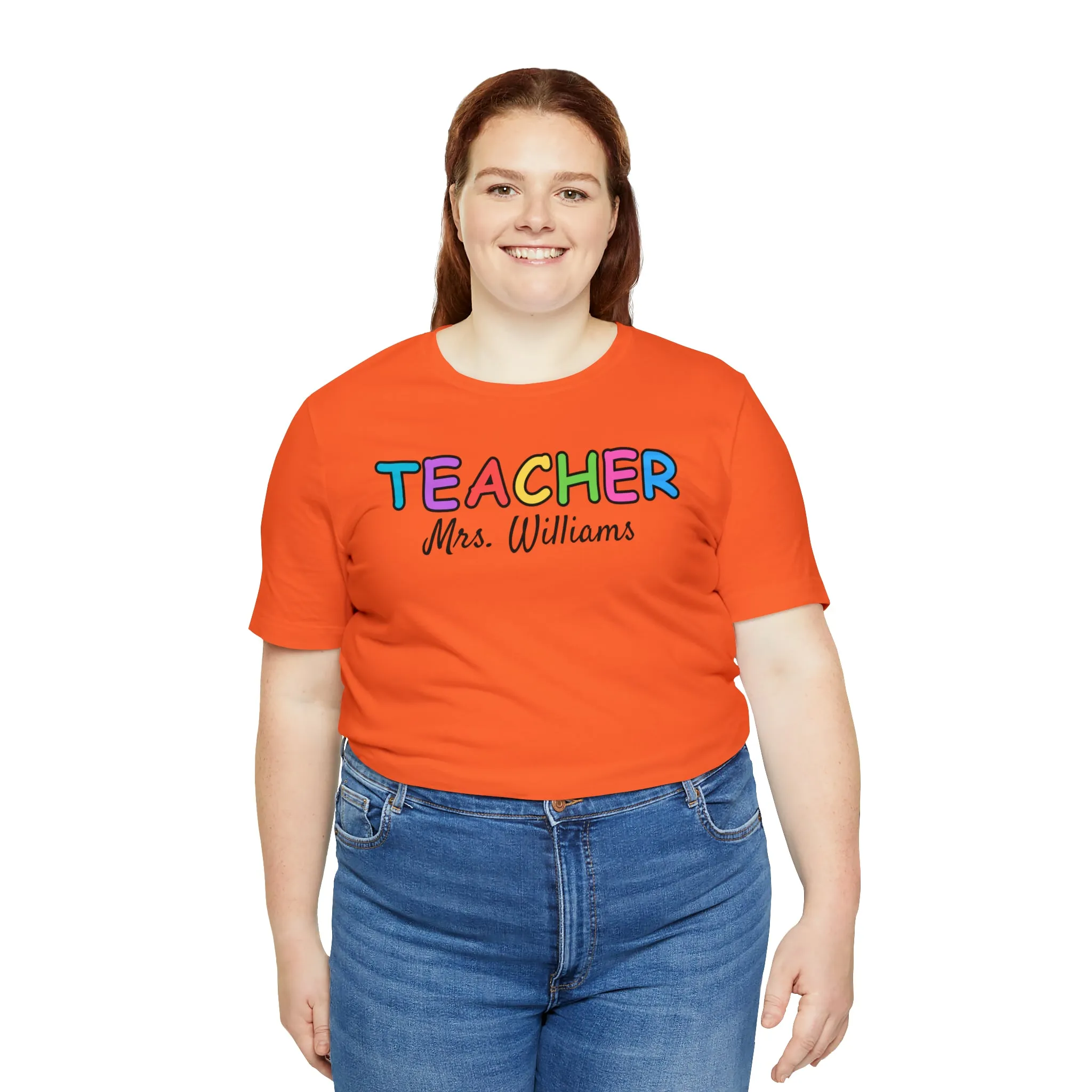CUSTOM Teacher Personalized T-Shirt | Teacher's Name Tee |  Bella Canvas 3001 Unisex | First Day of School Short Sleeve Tshirt
