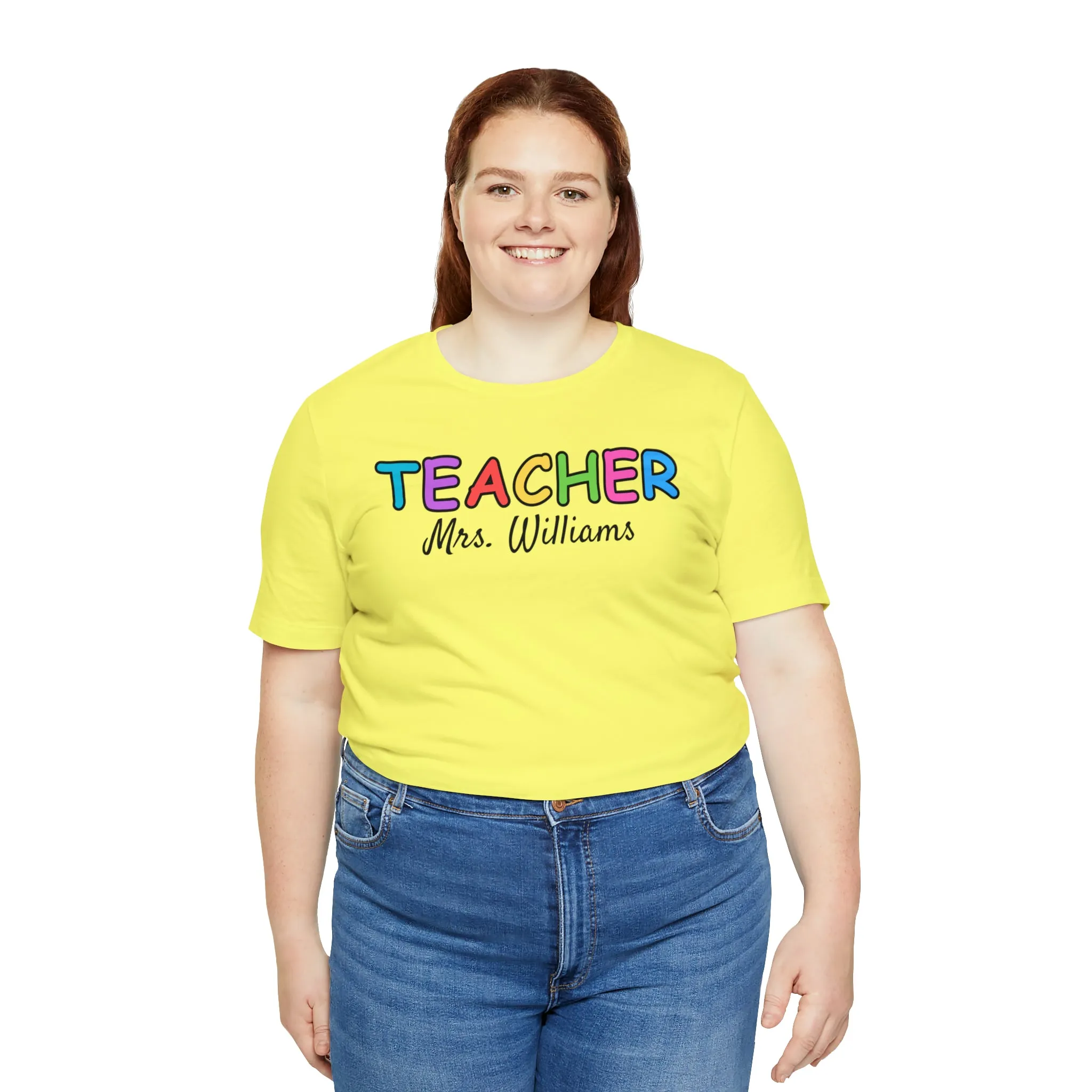 CUSTOM Teacher Personalized T-Shirt | Teacher's Name Tee |  Bella Canvas 3001 Unisex | First Day of School Short Sleeve Tshirt