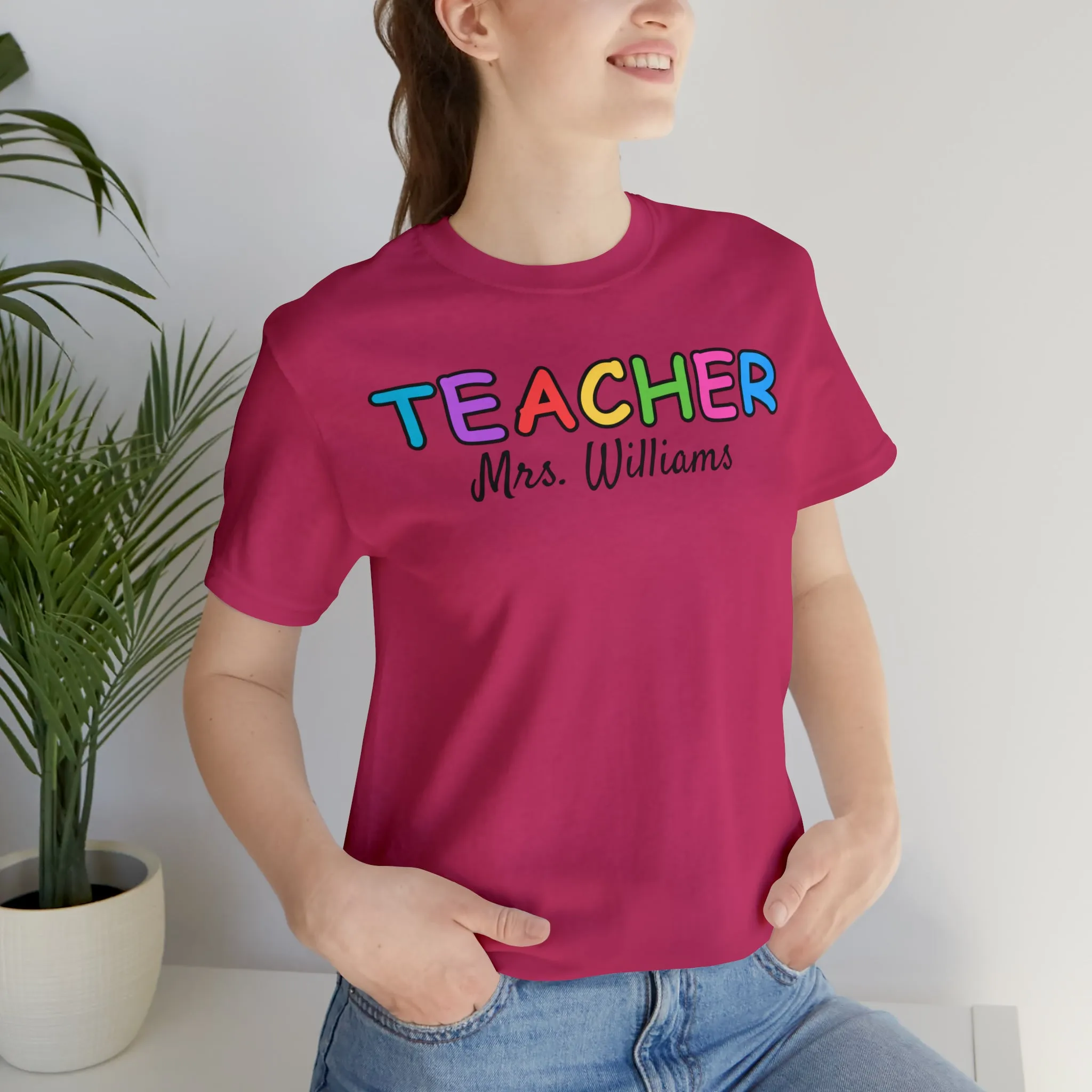 CUSTOM Teacher Personalized T-Shirt | Teacher's Name Tee |  Bella Canvas 3001 Unisex | First Day of School Short Sleeve Tshirt