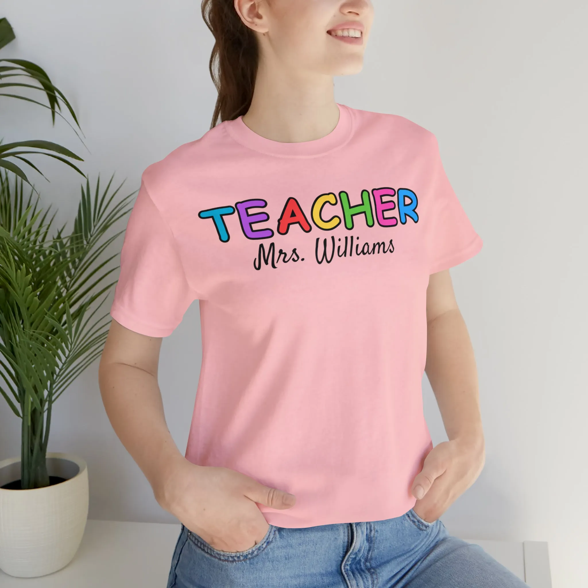 CUSTOM Teacher Personalized T-Shirt | Teacher's Name Tee |  Bella Canvas 3001 Unisex | First Day of School Short Sleeve Tshirt