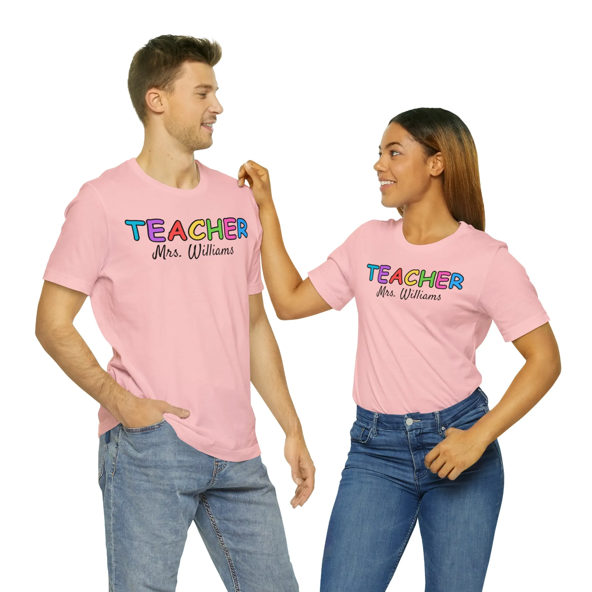 CUSTOM Teacher Personalized T-Shirt | Teacher's Name Tee |  Bella Canvas 3001 Unisex | First Day of School Short Sleeve Tshirt
