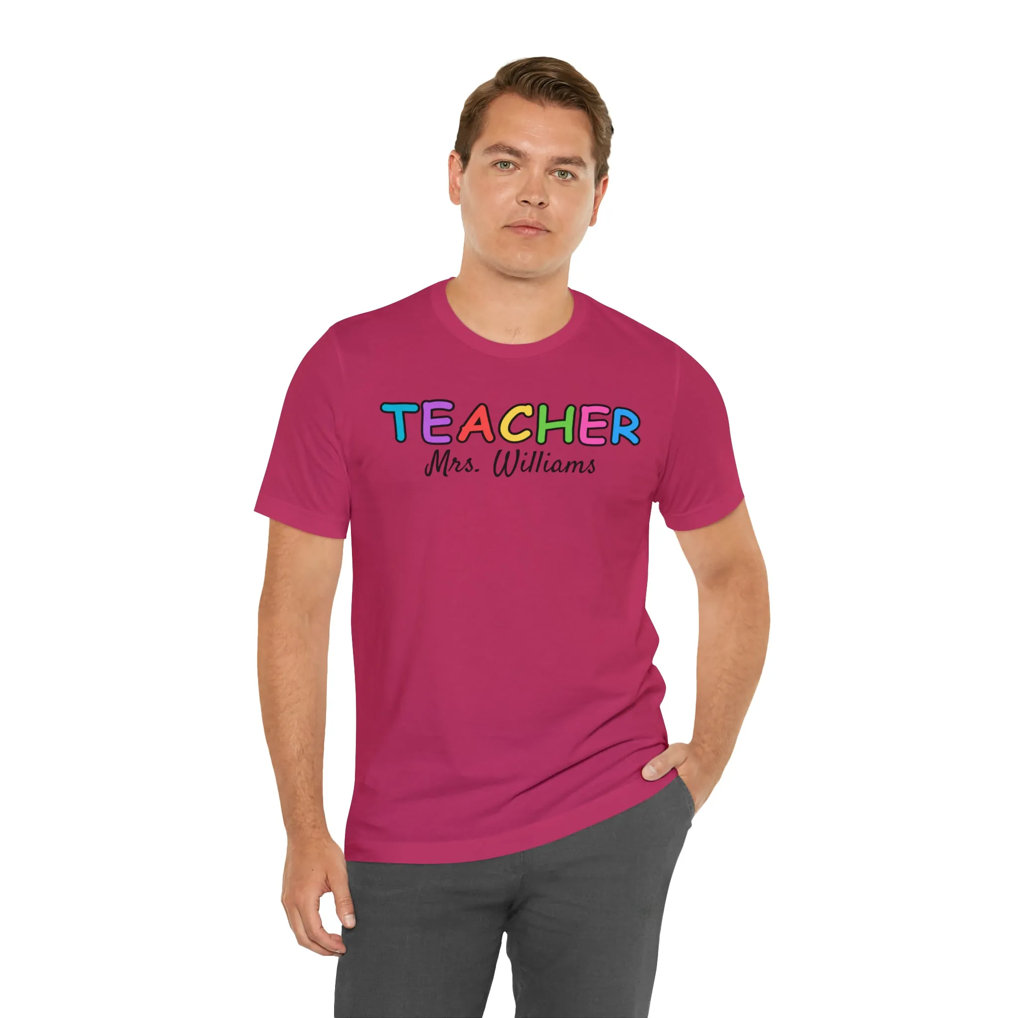 CUSTOM Teacher Personalized T-Shirt | Teacher's Name Tee |  Bella Canvas 3001 Unisex | First Day of School Short Sleeve Tshirt
