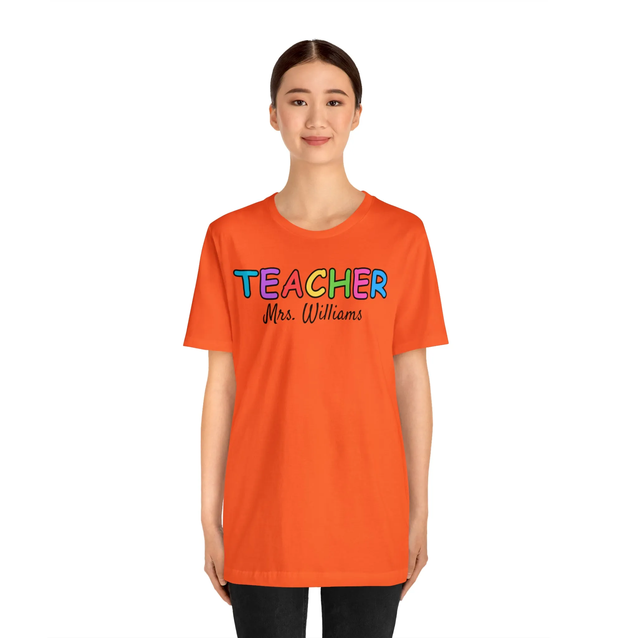 CUSTOM Teacher Personalized T-Shirt | Teacher's Name Tee |  Bella Canvas 3001 Unisex | First Day of School Short Sleeve Tshirt
