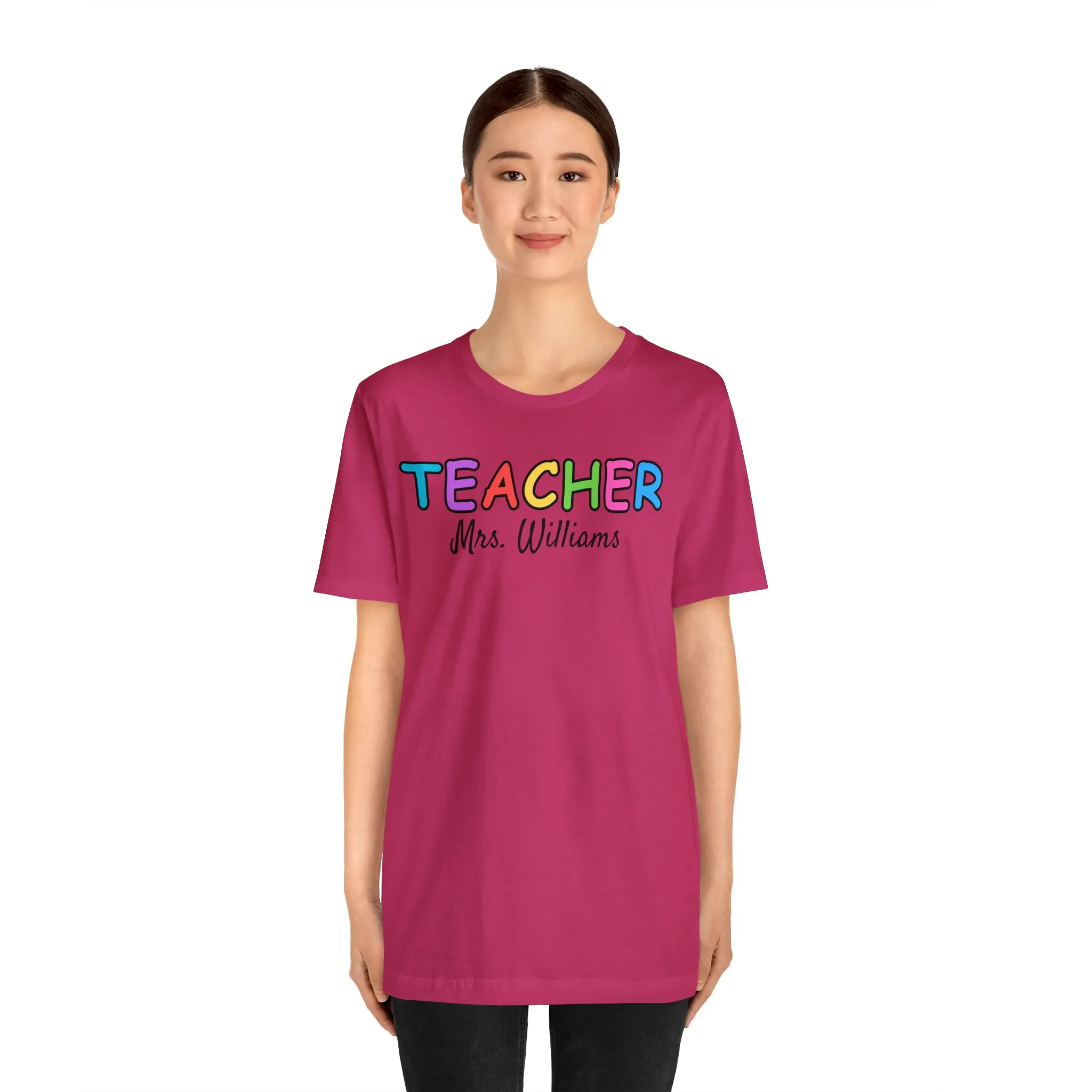 CUSTOM Teacher Personalized T-Shirt | Teacher's Name Tee |  Bella Canvas 3001 Unisex | First Day of School Short Sleeve Tshirt
