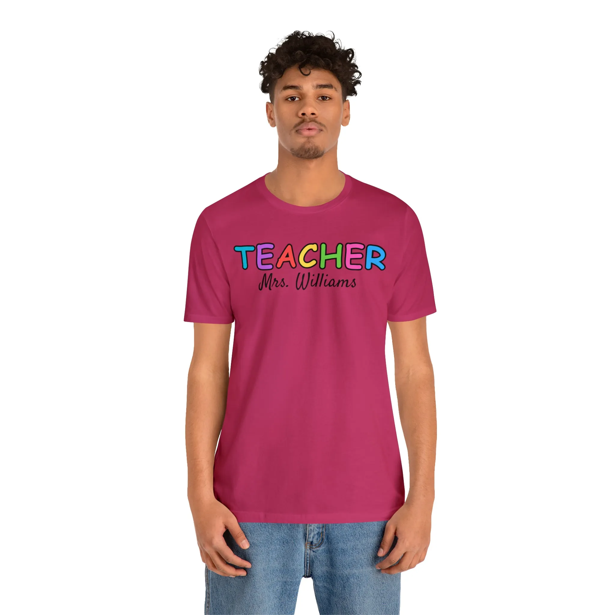 CUSTOM Teacher Personalized T-Shirt | Teacher's Name Tee |  Bella Canvas 3001 Unisex | First Day of School Short Sleeve Tshirt