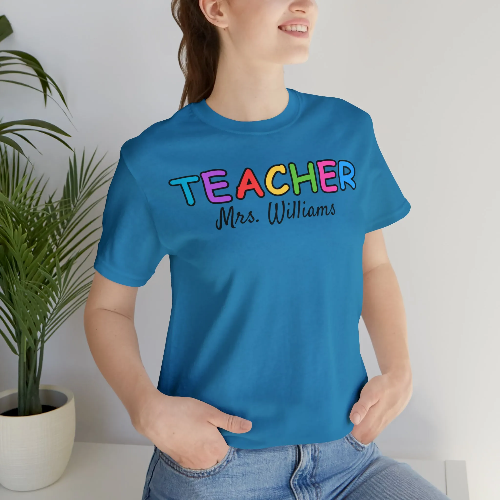 CUSTOM Teacher Personalized T-Shirt | Teacher's Name Tee |  Bella Canvas 3001 Unisex | First Day of School Short Sleeve Tshirt