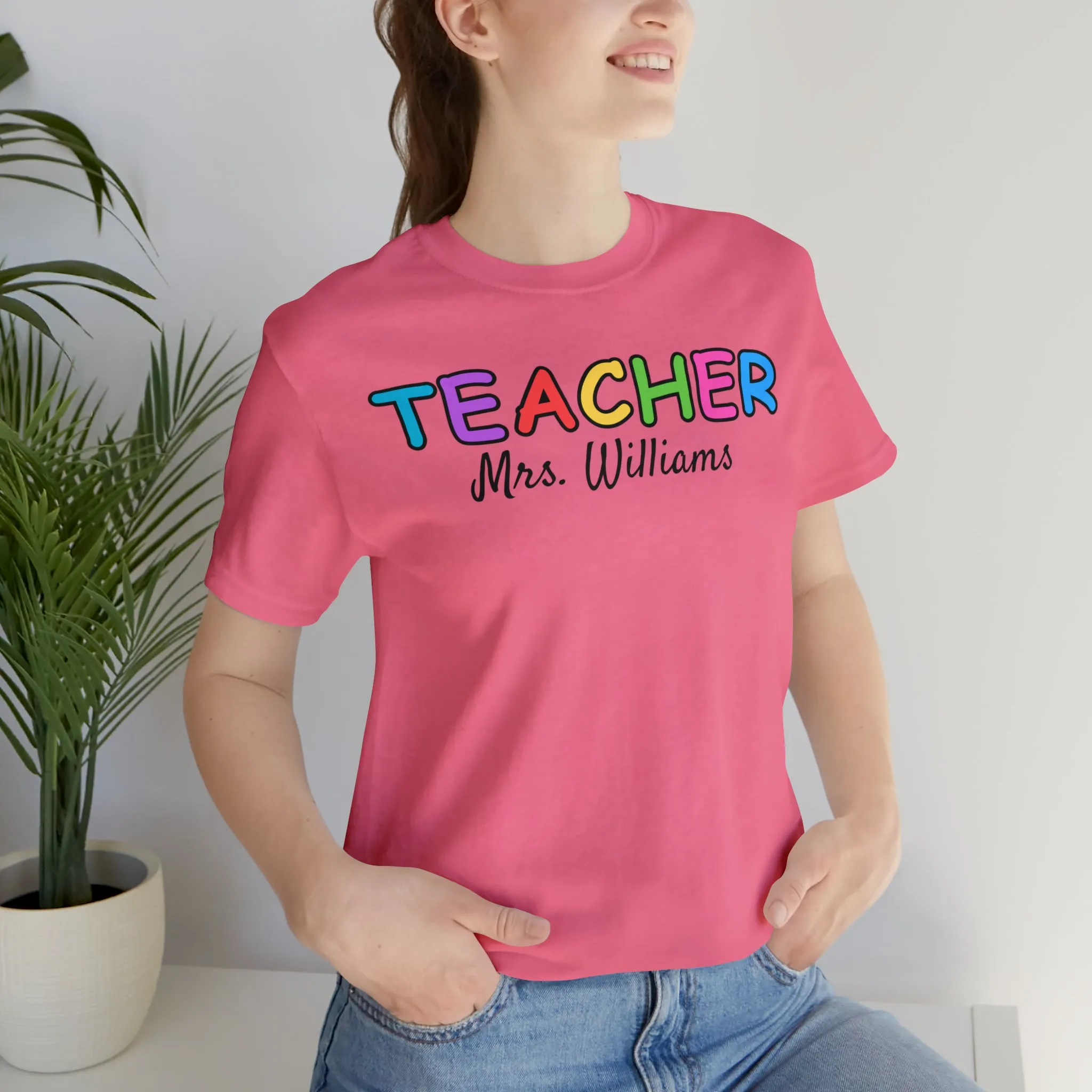 CUSTOM Teacher Personalized T-Shirt | Teacher's Name Tee |  Bella Canvas 3001 Unisex | First Day of School Short Sleeve Tshirt