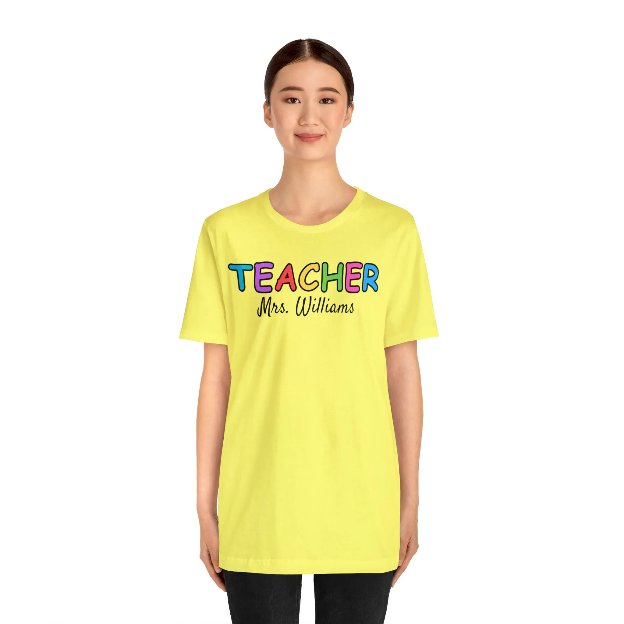 CUSTOM Teacher Personalized T-Shirt | Teacher's Name Tee |  Bella Canvas 3001 Unisex | First Day of School Short Sleeve Tshirt