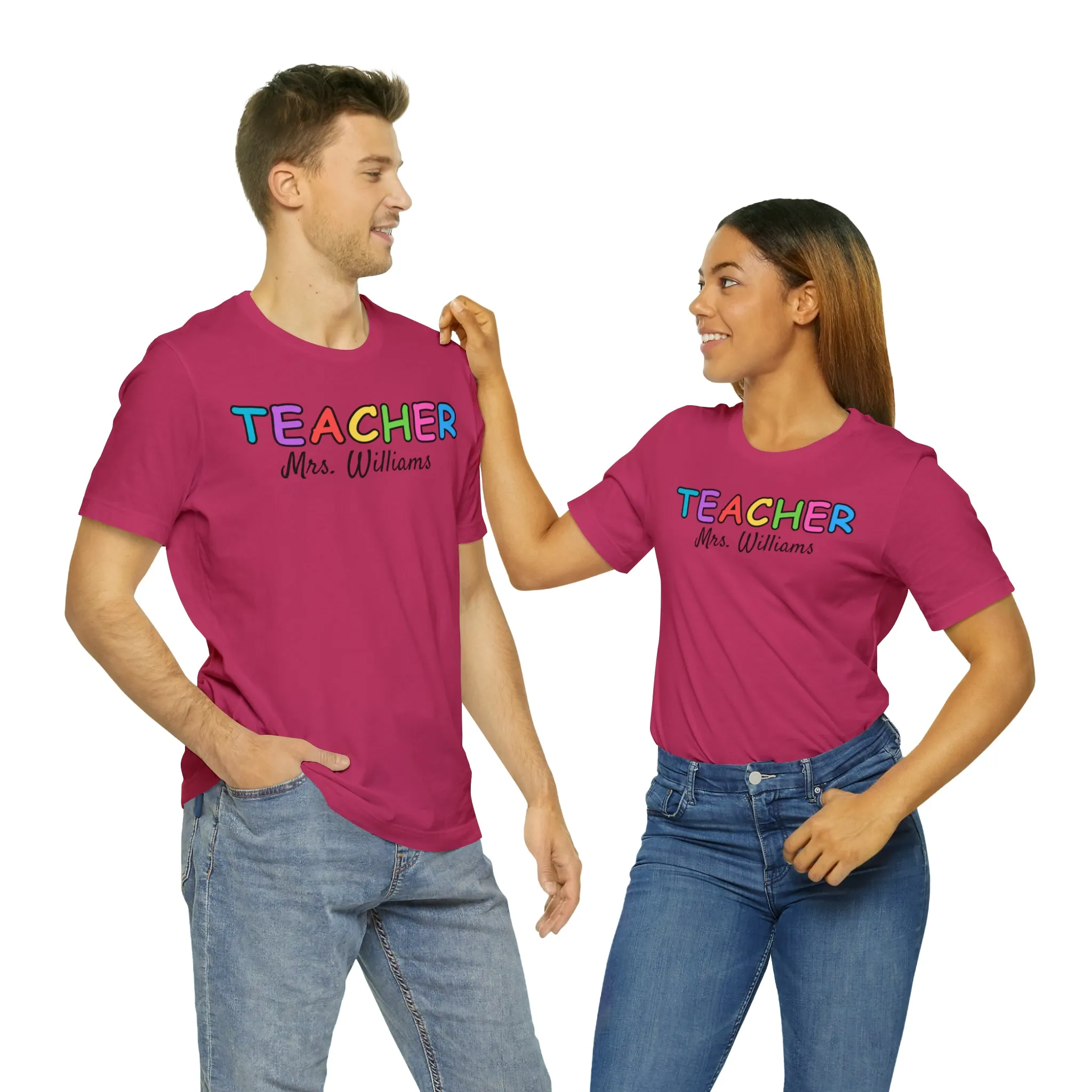 CUSTOM Teacher Personalized T-Shirt | Teacher's Name Tee |  Bella Canvas 3001 Unisex | First Day of School Short Sleeve Tshirt