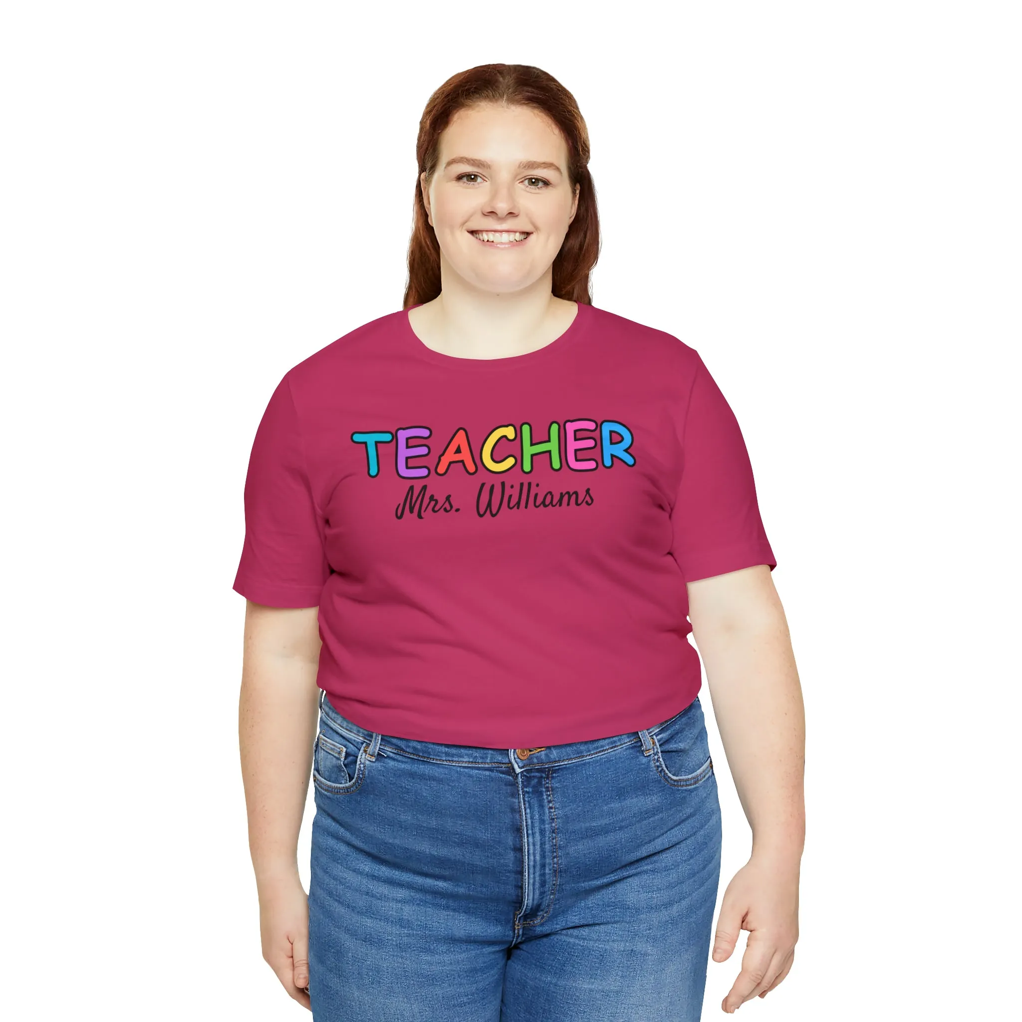 CUSTOM Teacher Personalized T-Shirt | Teacher's Name Tee |  Bella Canvas 3001 Unisex | First Day of School Short Sleeve Tshirt