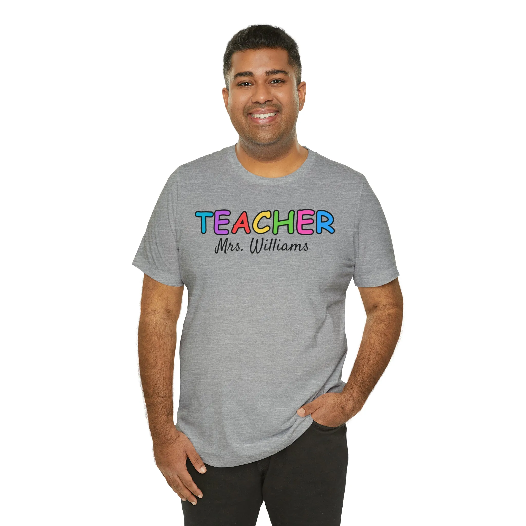 CUSTOM Teacher Personalized T-Shirt | Teacher's Name Tee |  Bella Canvas 3001 Unisex | First Day of School Short Sleeve Tshirt