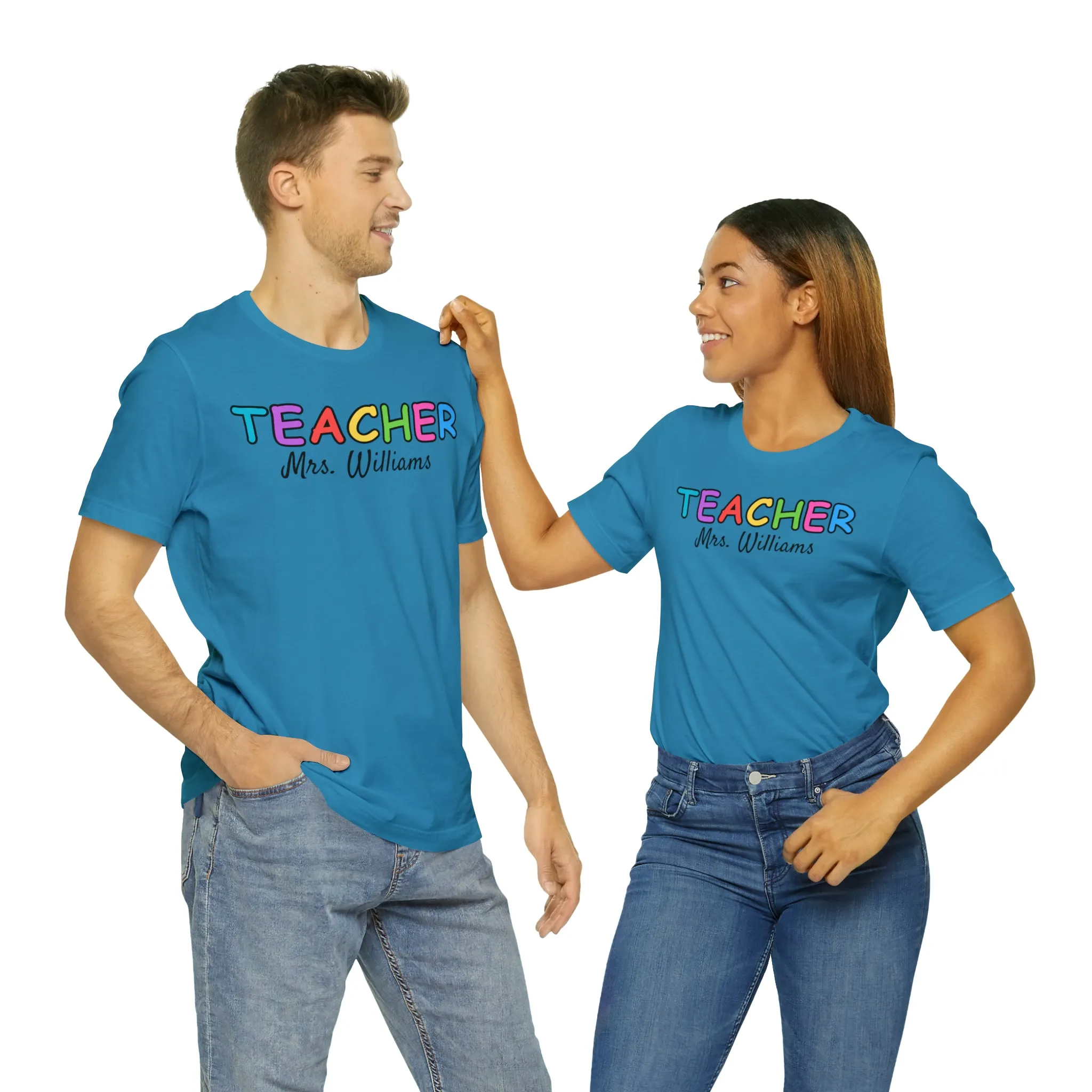 CUSTOM Teacher Personalized T-Shirt | Teacher's Name Tee |  Bella Canvas 3001 Unisex | First Day of School Short Sleeve Tshirt