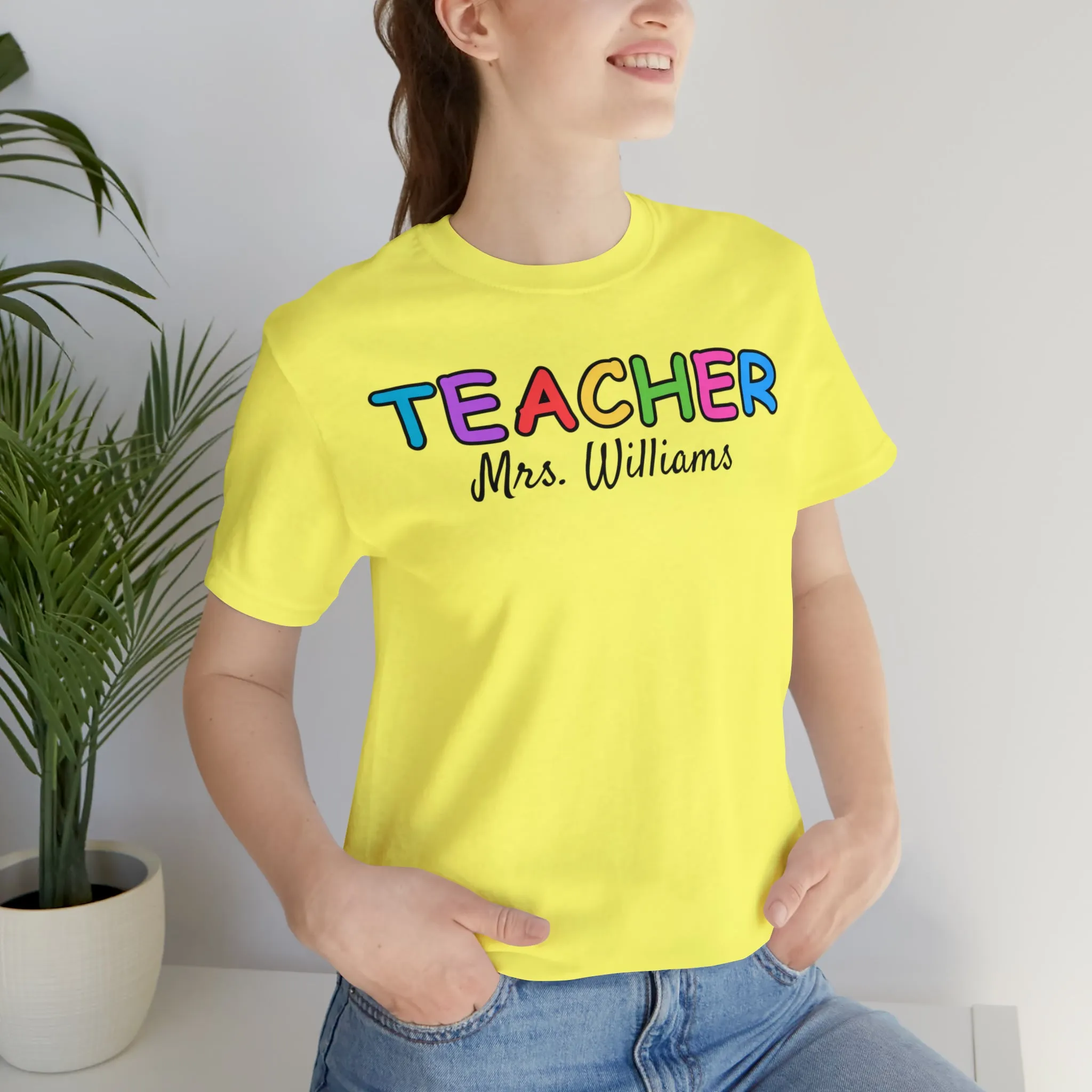 CUSTOM Teacher Personalized T-Shirt | Teacher's Name Tee |  Bella Canvas 3001 Unisex | First Day of School Short Sleeve Tshirt