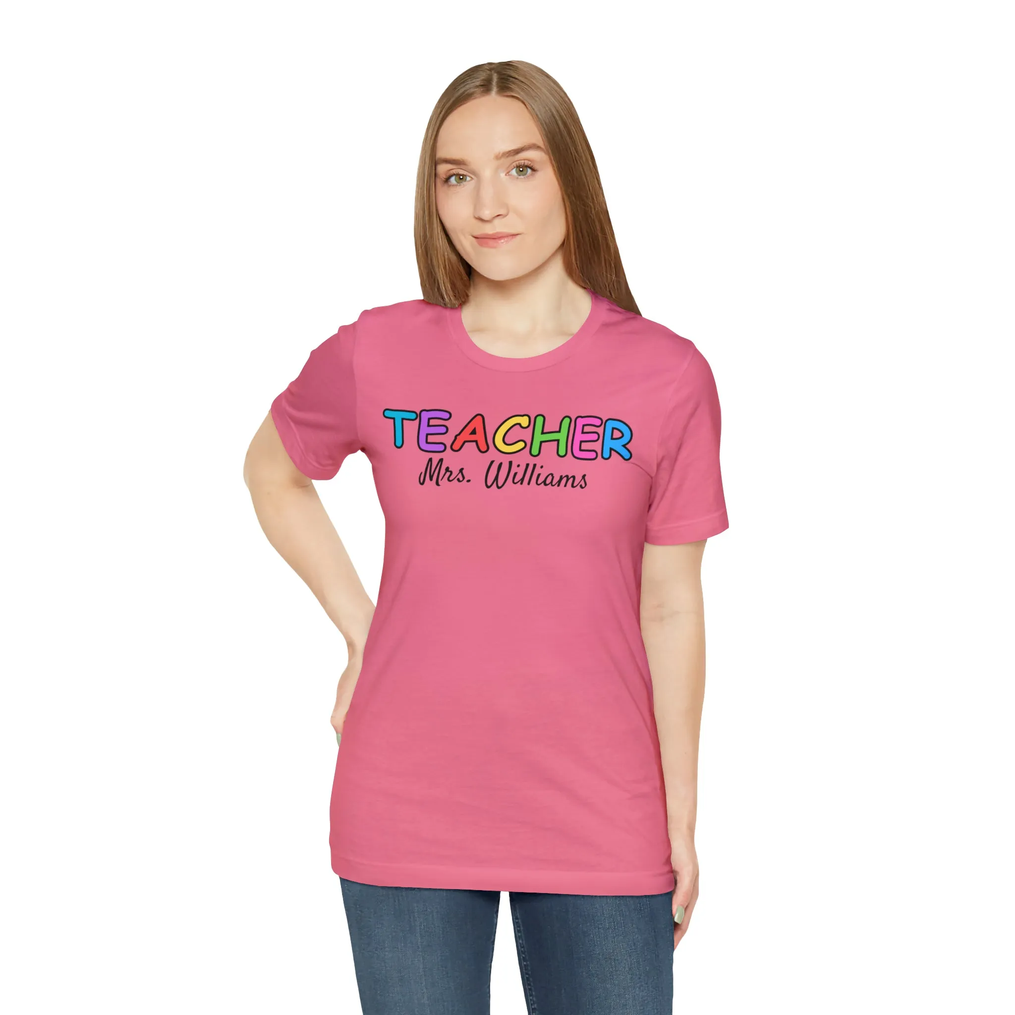CUSTOM Teacher Personalized T-Shirt | Teacher's Name Tee |  Bella Canvas 3001 Unisex | First Day of School Short Sleeve Tshirt