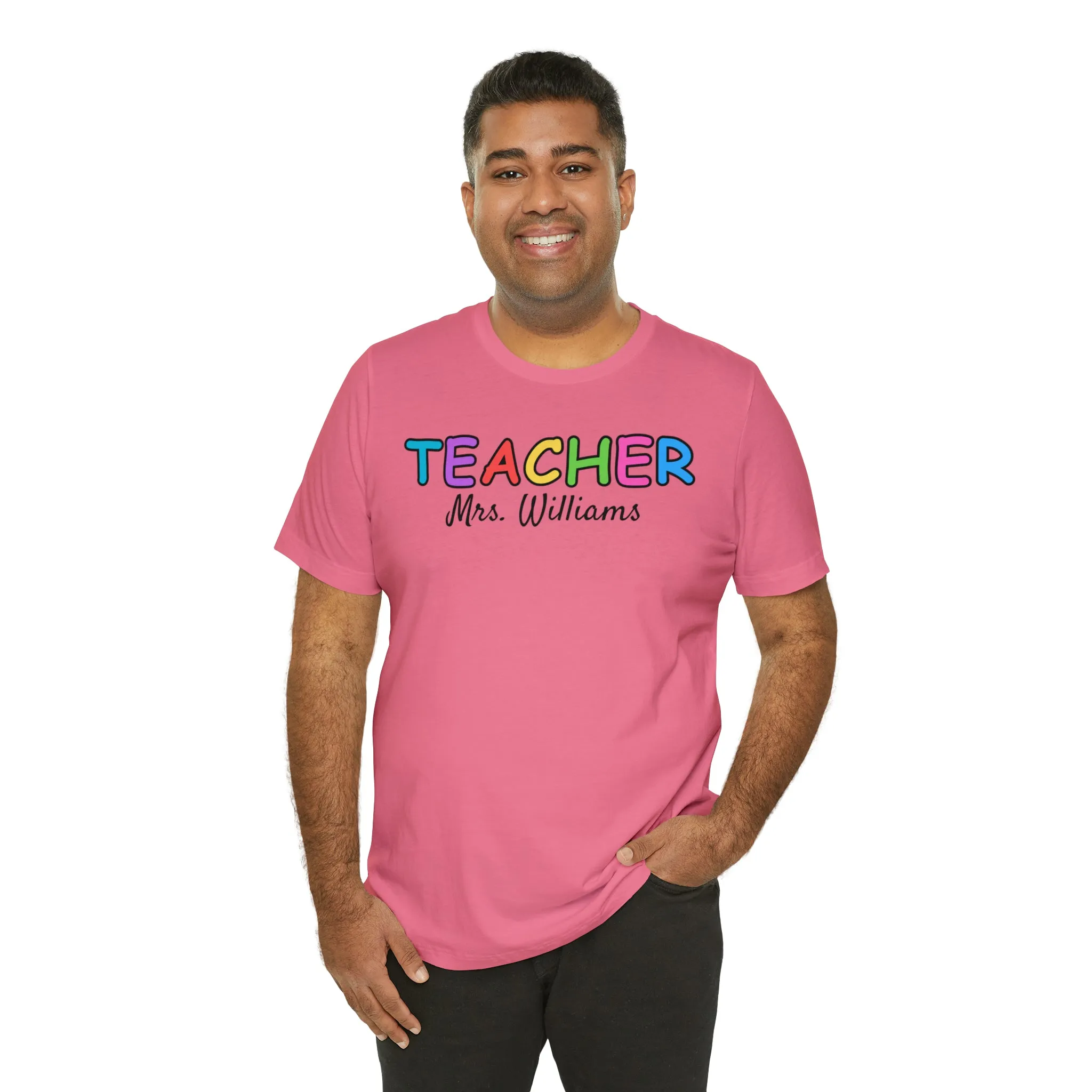 CUSTOM Teacher Personalized T-Shirt | Teacher's Name Tee |  Bella Canvas 3001 Unisex | First Day of School Short Sleeve Tshirt