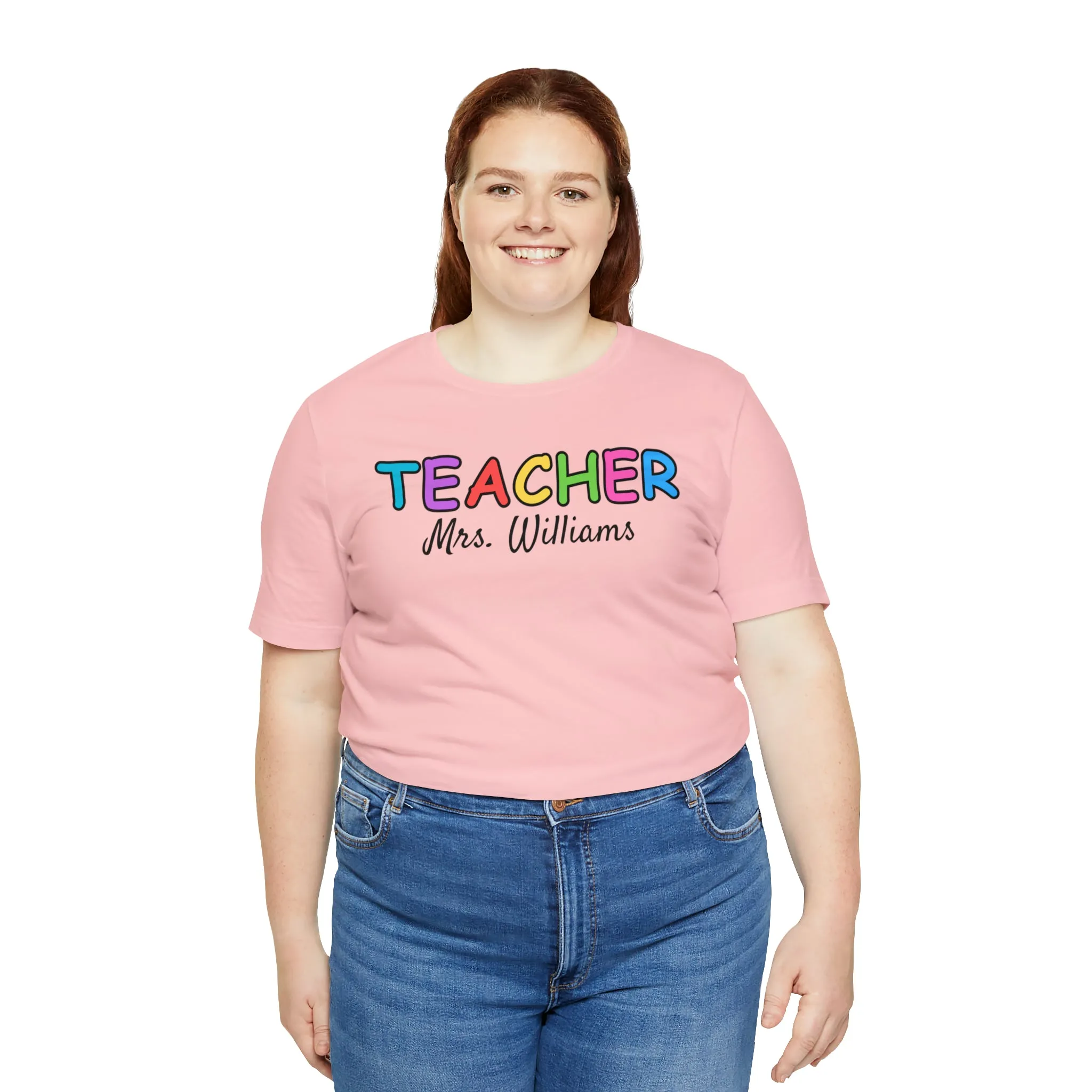 CUSTOM Teacher Personalized T-Shirt | Teacher's Name Tee |  Bella Canvas 3001 Unisex | First Day of School Short Sleeve Tshirt