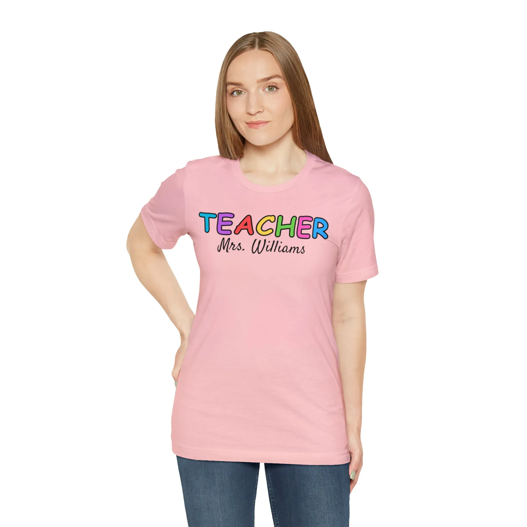 CUSTOM Teacher Personalized T-Shirt | Teacher's Name Tee |  Bella Canvas 3001 Unisex | First Day of School Short Sleeve Tshirt