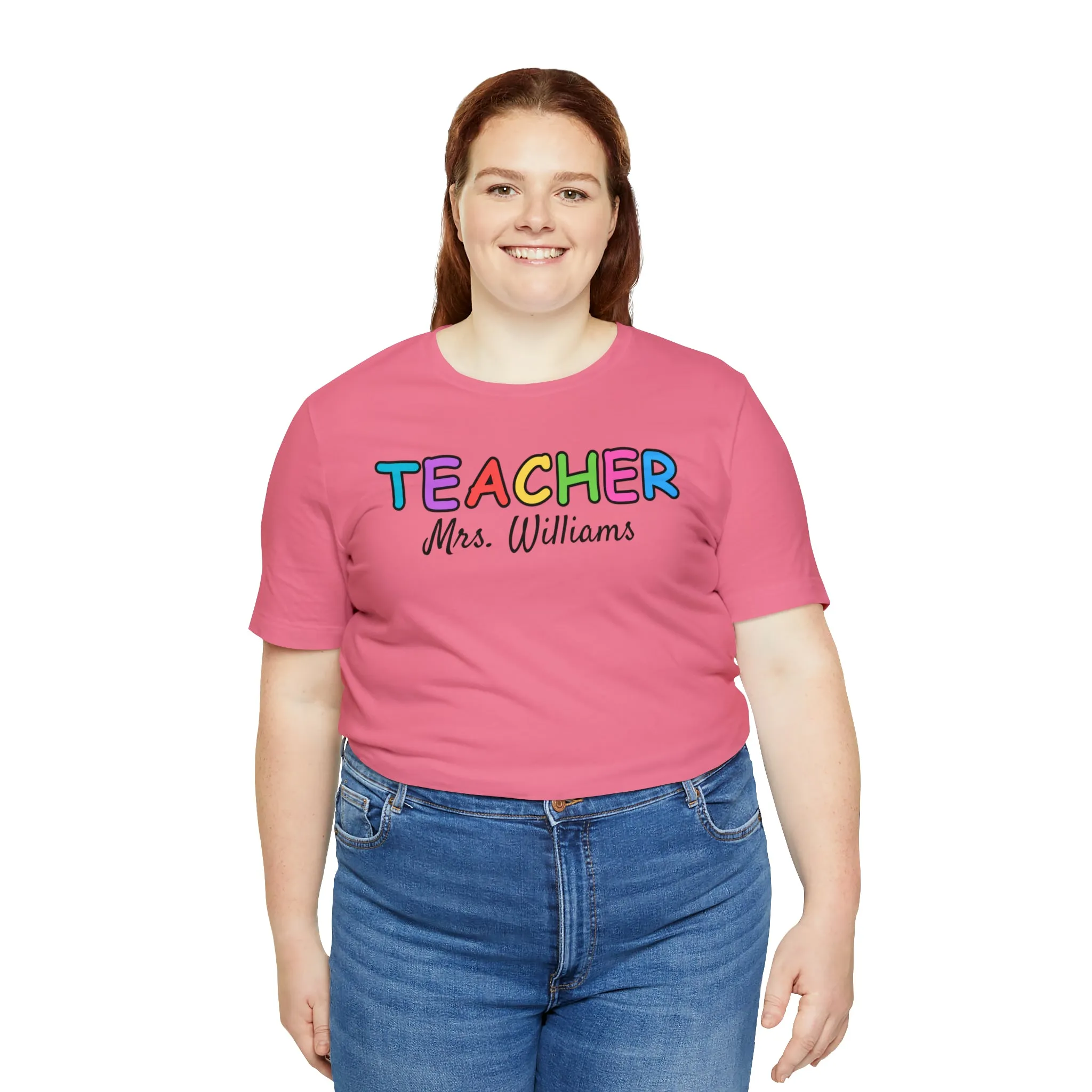 CUSTOM Teacher Personalized T-Shirt | Teacher's Name Tee |  Bella Canvas 3001 Unisex | First Day of School Short Sleeve Tshirt