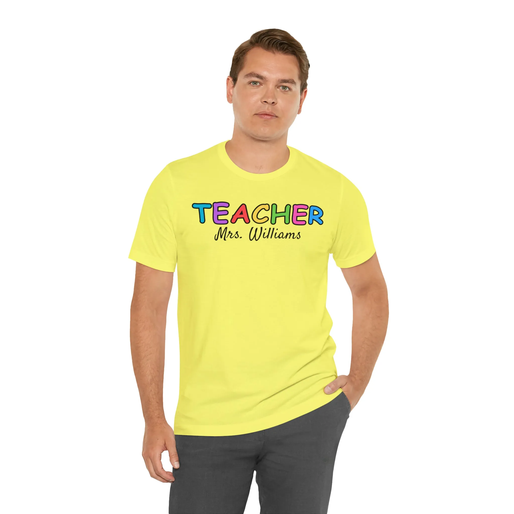 CUSTOM Teacher Personalized T-Shirt | Teacher's Name Tee |  Bella Canvas 3001 Unisex | First Day of School Short Sleeve Tshirt