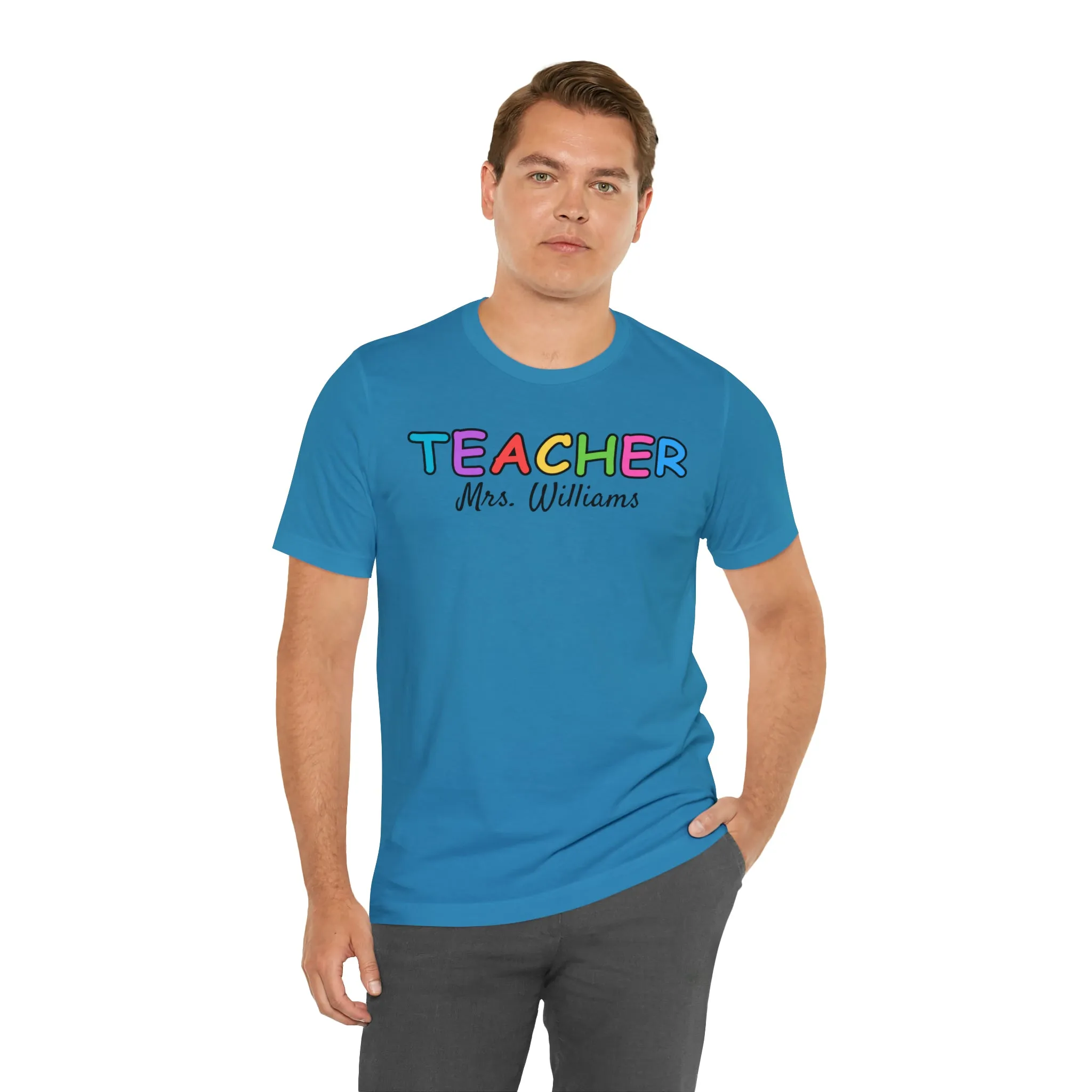 CUSTOM Teacher Personalized T-Shirt | Teacher's Name Tee |  Bella Canvas 3001 Unisex | First Day of School Short Sleeve Tshirt