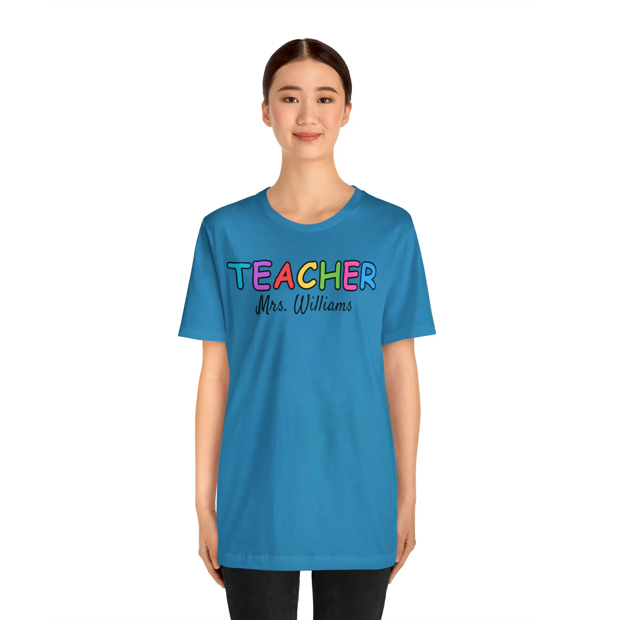 CUSTOM Teacher Personalized T-Shirt | Teacher's Name Tee |  Bella Canvas 3001 Unisex | First Day of School Short Sleeve Tshirt