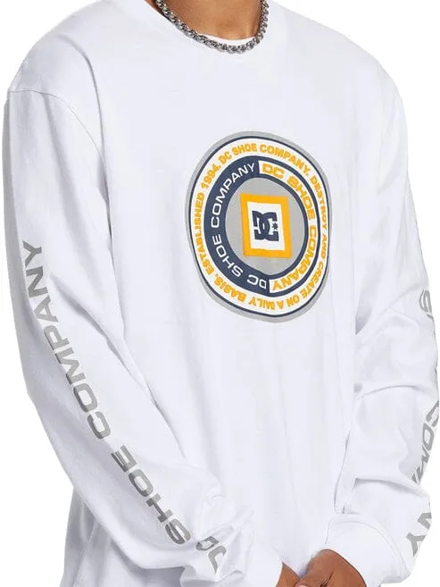 Dc Mens Throwback Long Sleeve Tee White