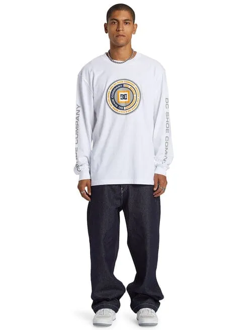 Dc Mens Throwback Long Sleeve Tee White