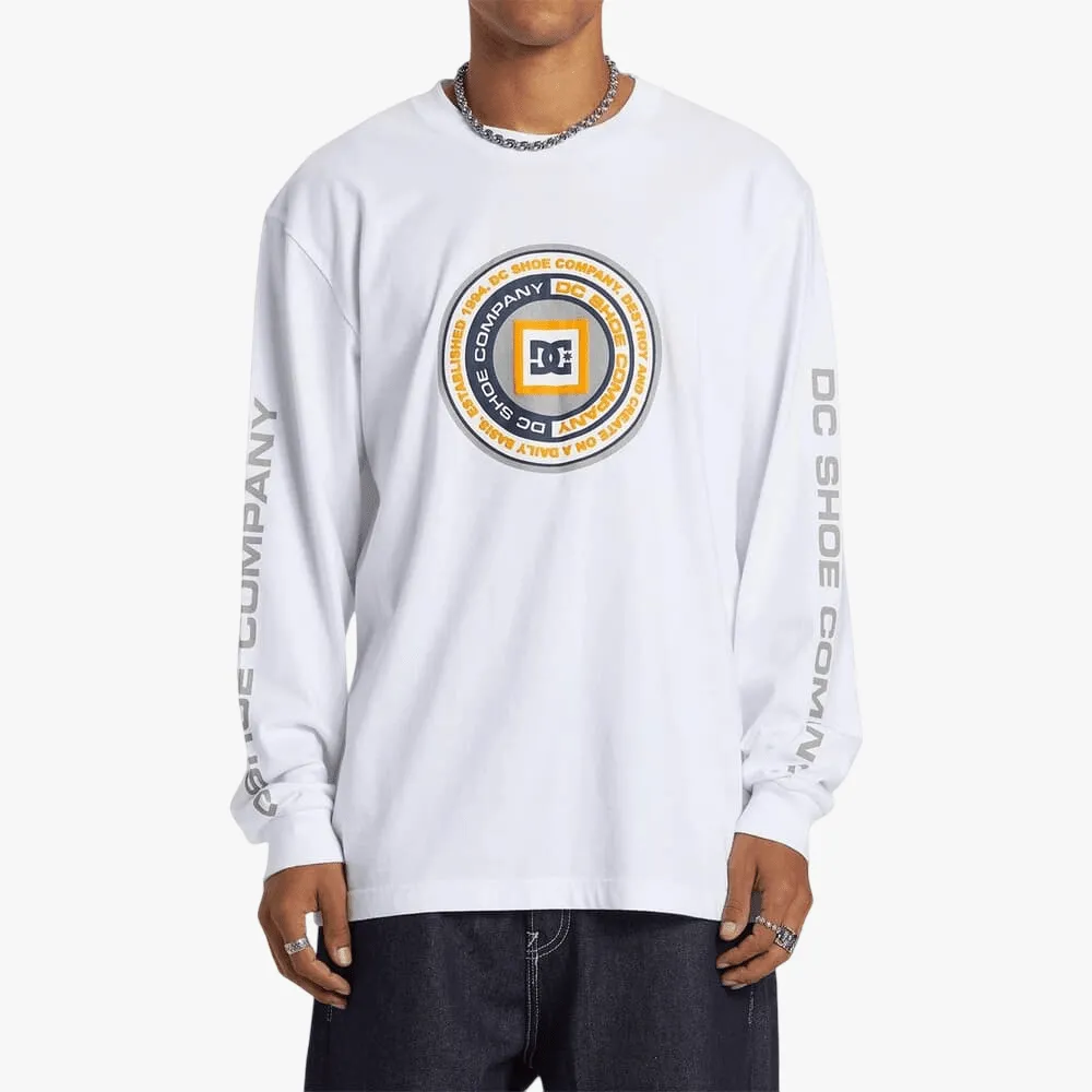 Dc Mens Throwback Long Sleeve Tee White