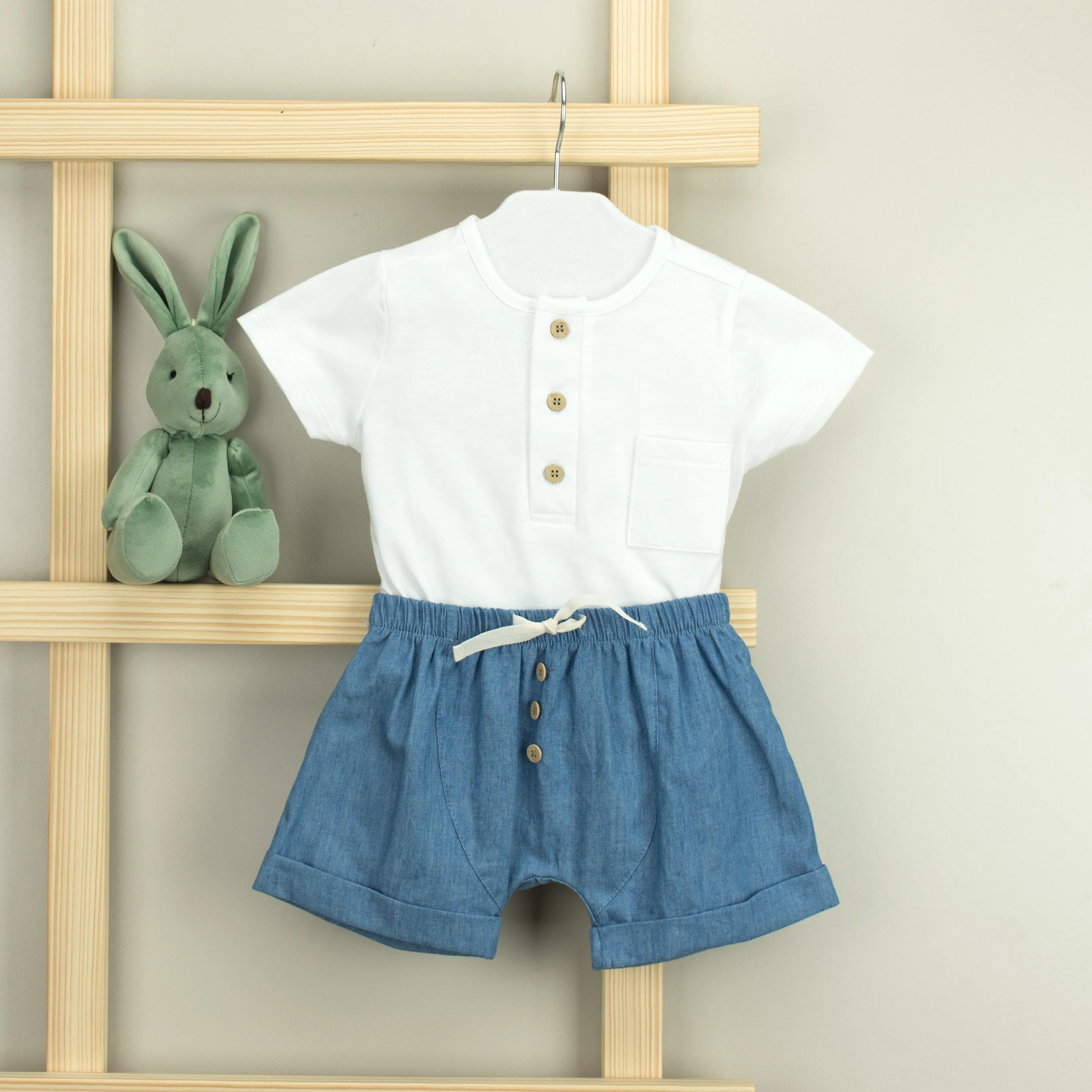 Denim T-Shirt & Shorts