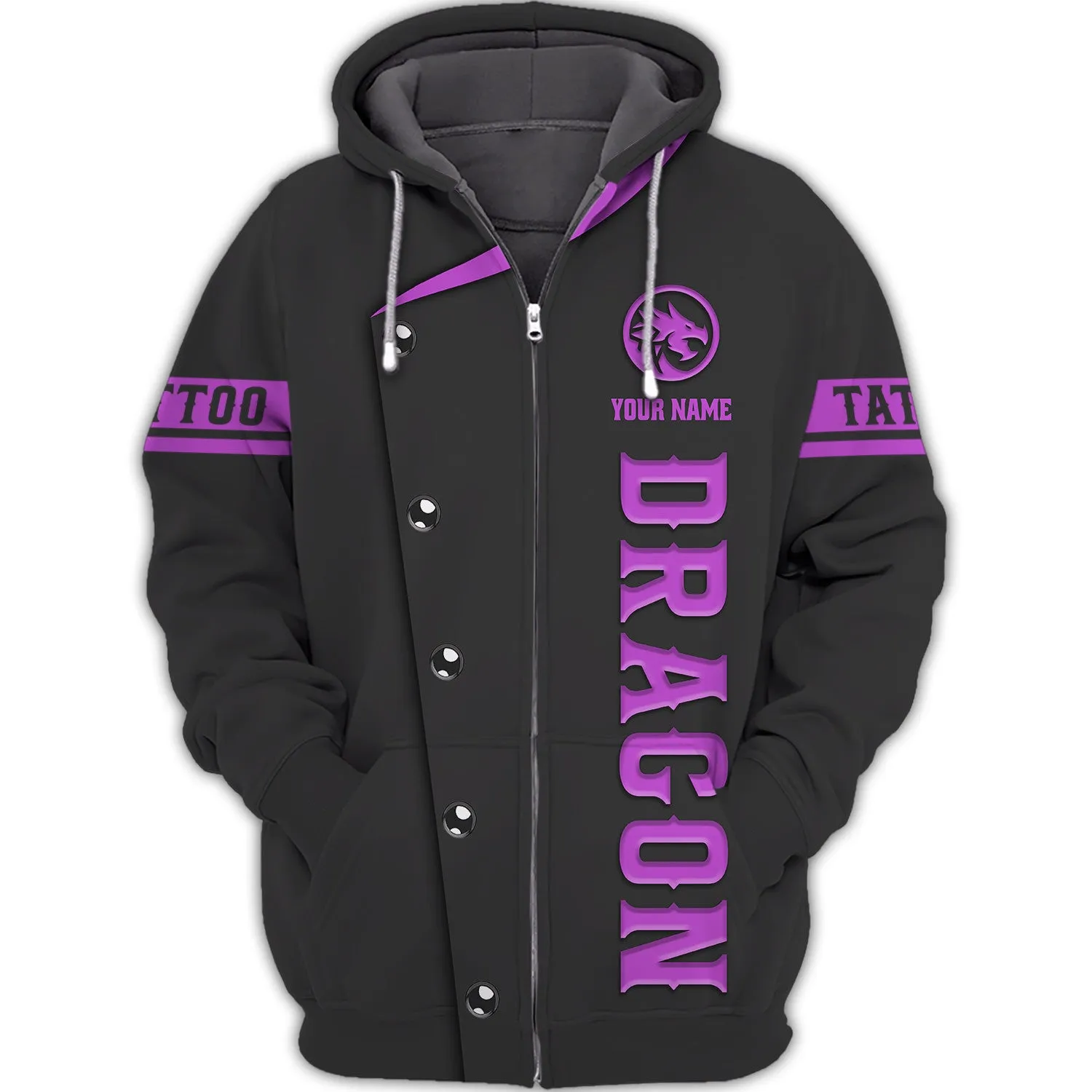 Dragon 3D Hoodie All Over Printed - Dragon Tattoo Jacket 3D print for Woman