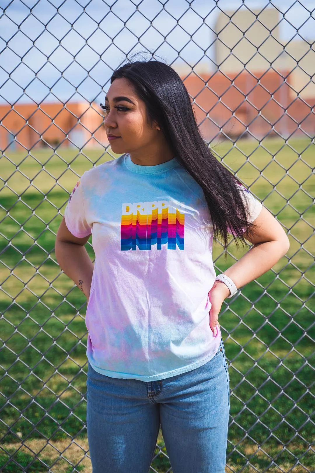 Drippin Color Stack | Jelly Lavender Sky Tee (Color Stack Checkered Drippin Sleeves)