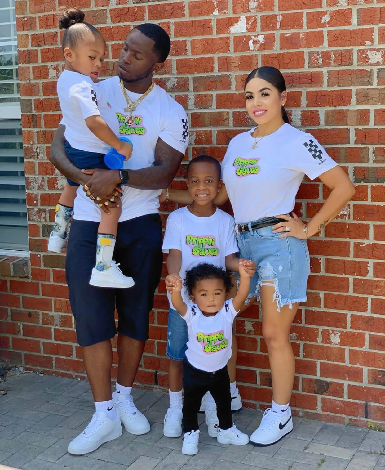 Drippin Sauce Fresh Prince | White Tee (Solid Black Checkered Drippin Sleeve)