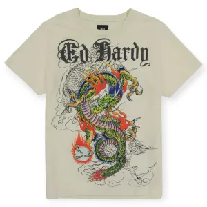 Ed Hardy Men Japan Dragon T-shirt (Ivory)