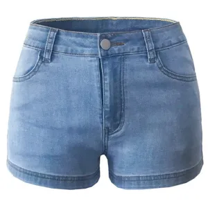 Embroidery Mid Waisted Stretchy Women's Denim Shorts