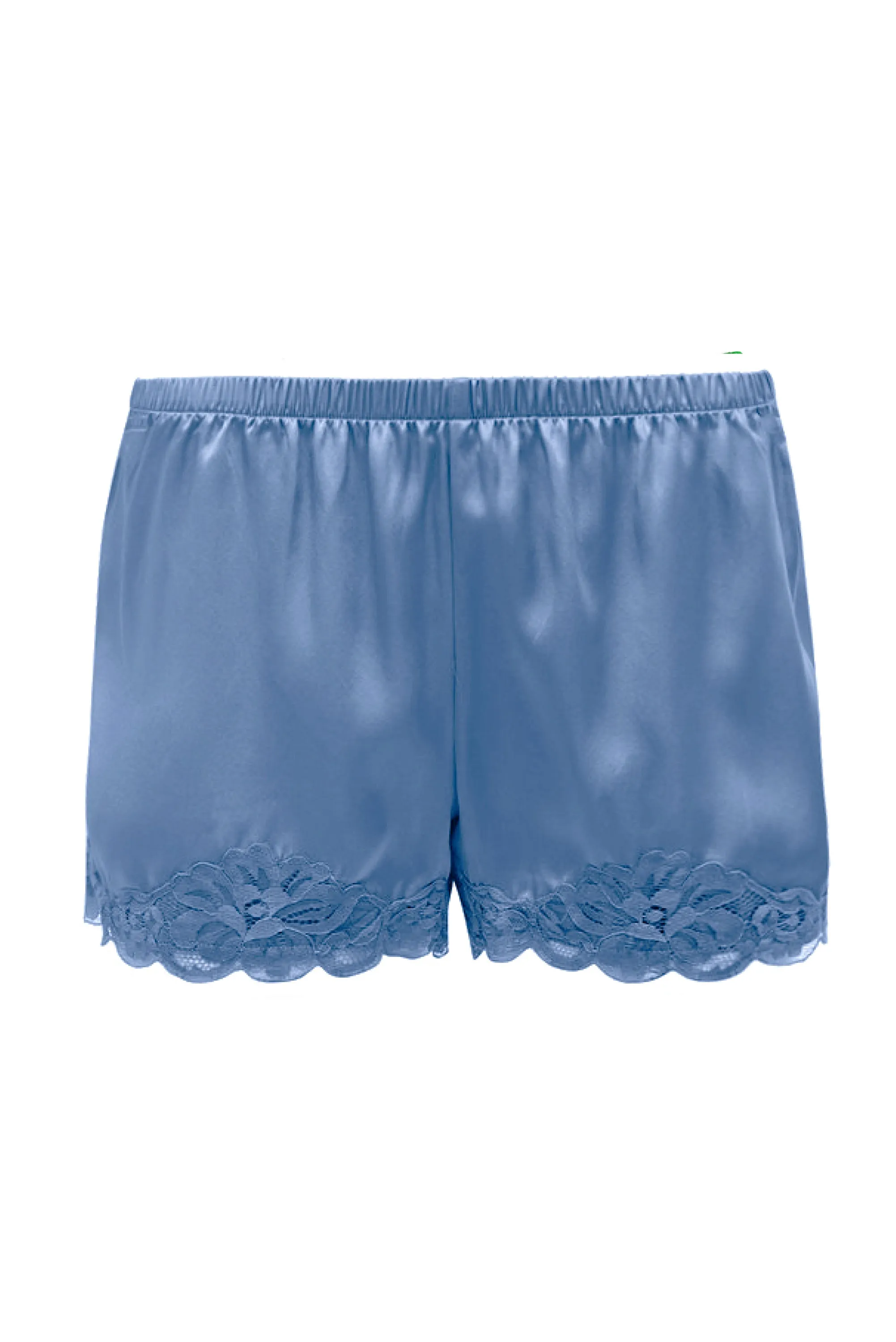 Floral Lace Silk Shorts Mediterranean Blue