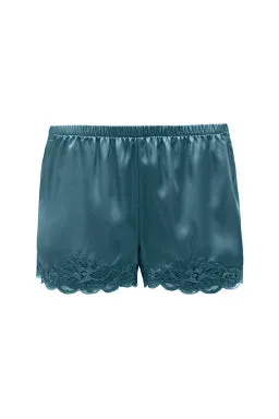 Floral Lace Silk Shorts Mosaic Teal