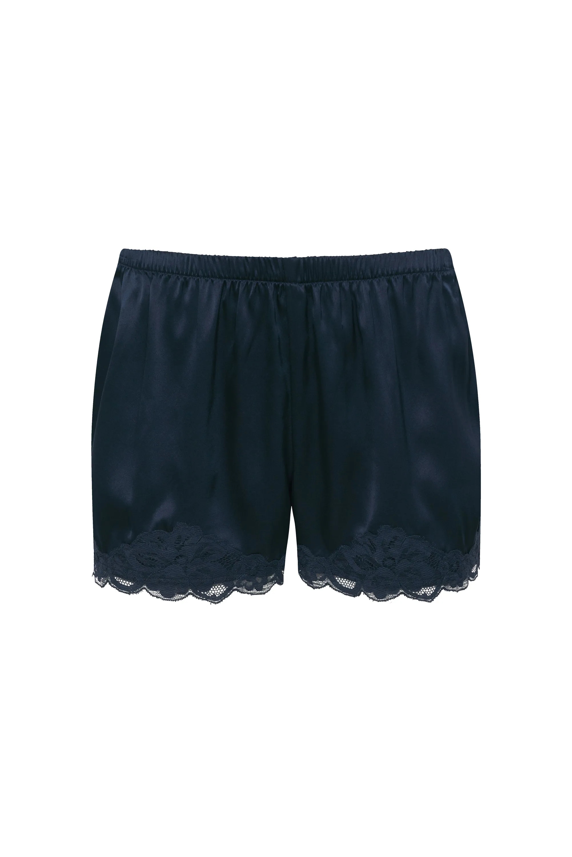 Floral Lace Silk Shorts Navy