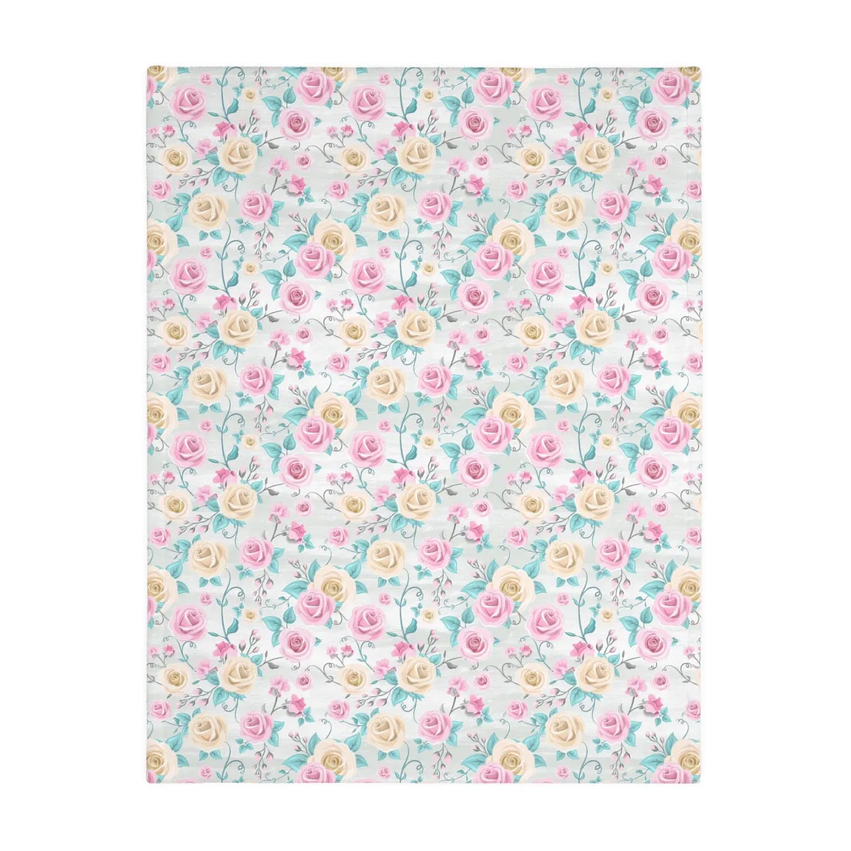 Floral Mouse Velveteen Minky Blanket (Two-sided print)