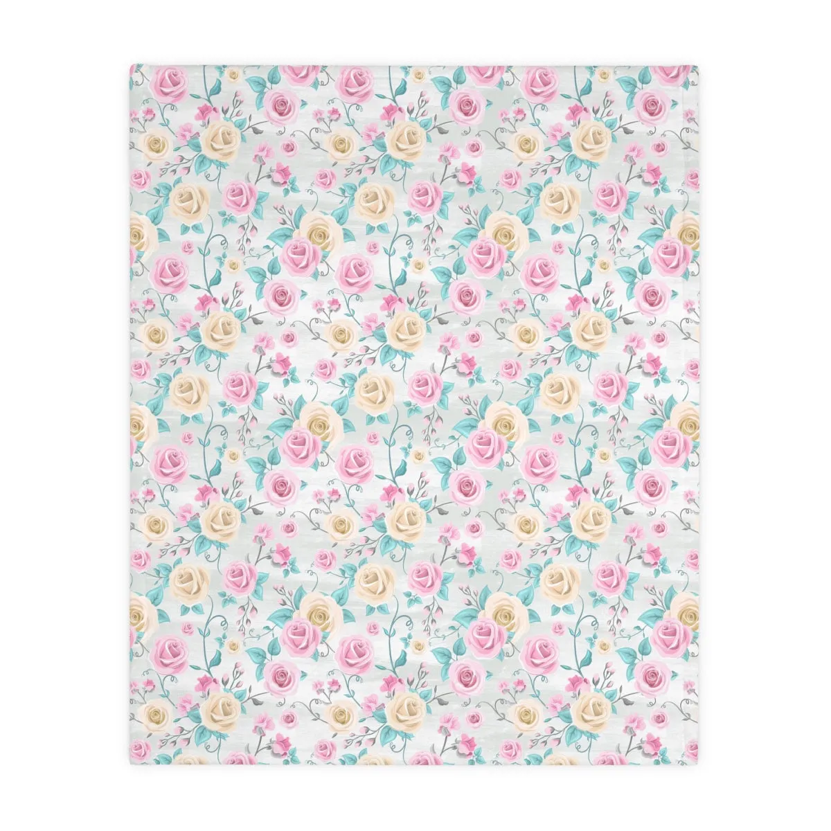 Floral Mouse Velveteen Minky Blanket (Two-sided print)