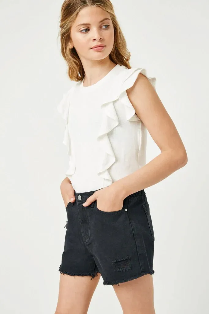 Girls Distressed Cut Off Shorts