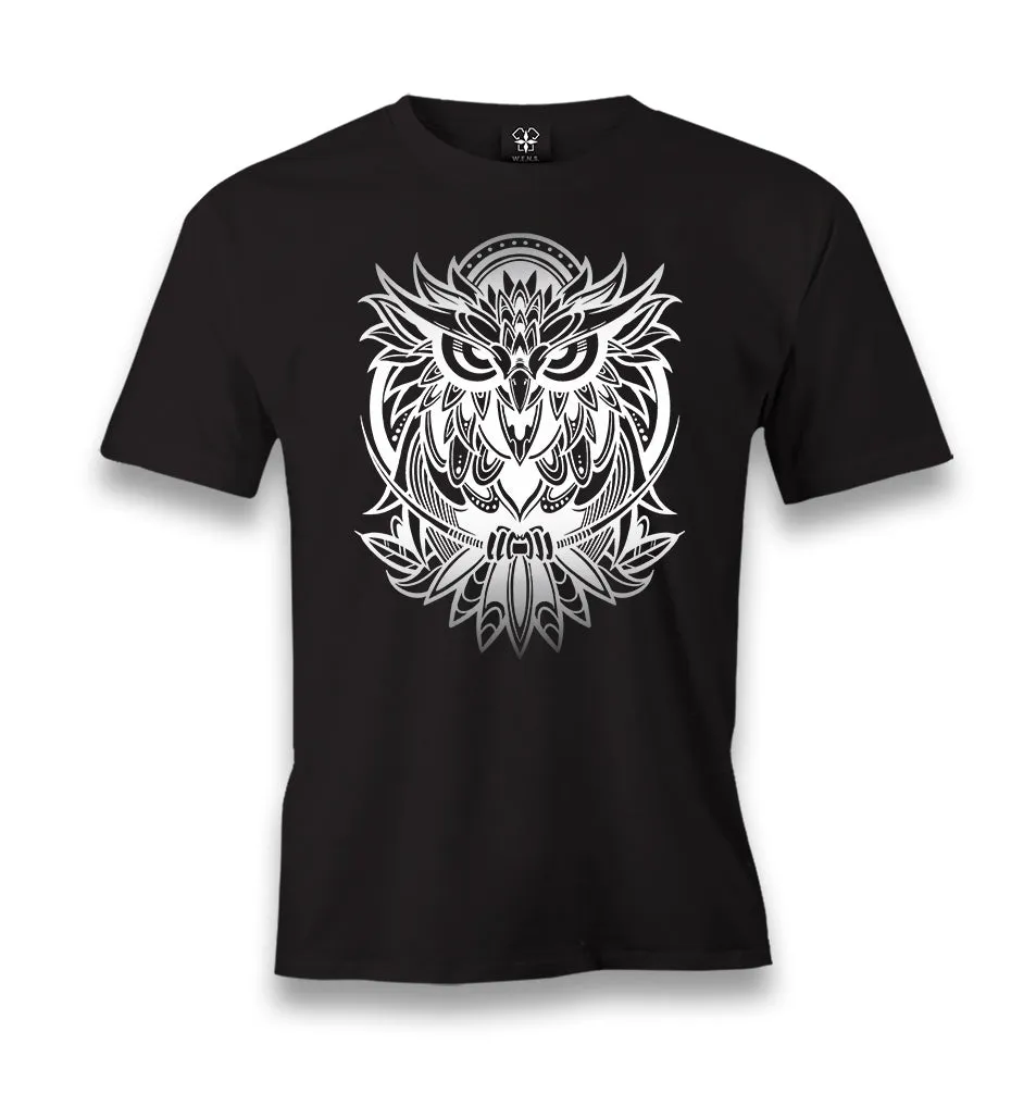 Gradient Owl Tattoo Men's Black Tshirt