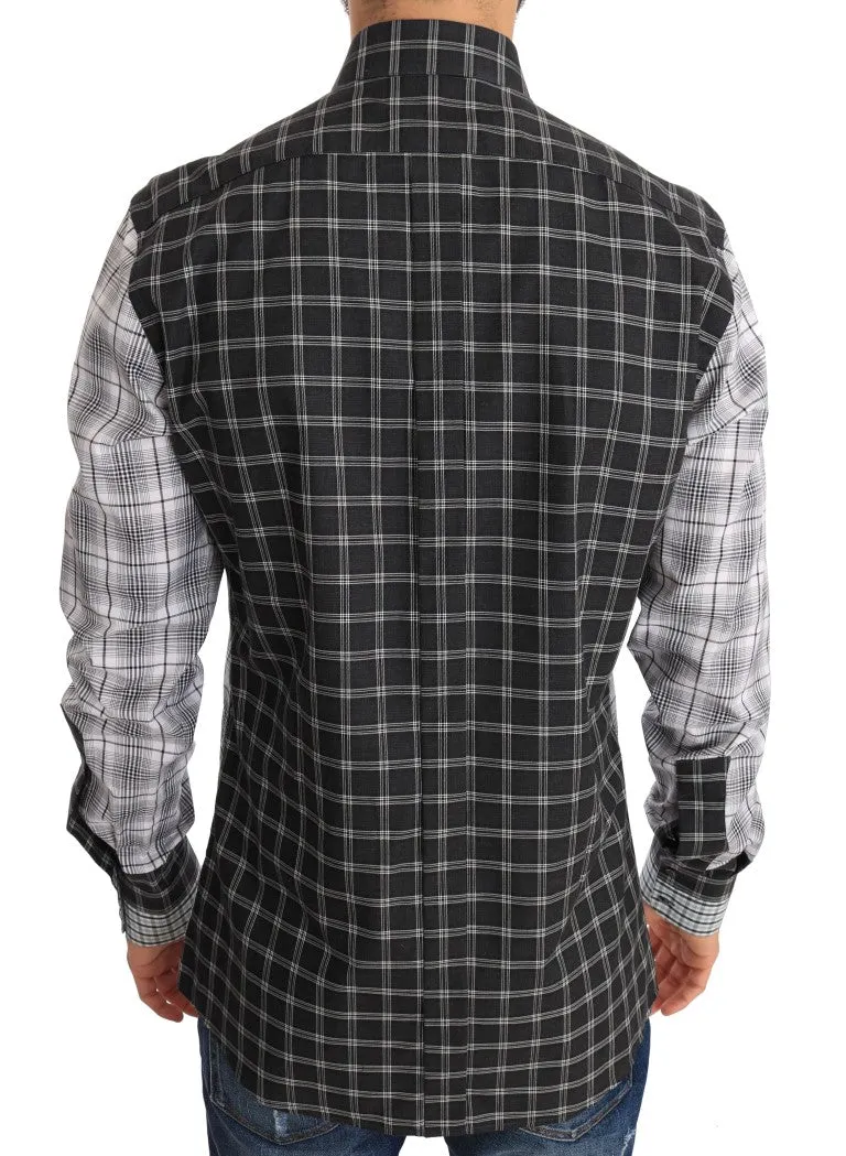 Gray Check Cotton GOLD Slim Fit Shirt