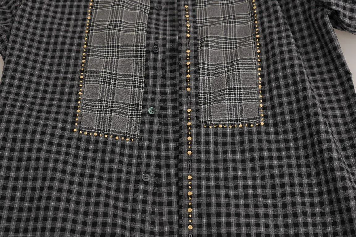 Gray Check GOLD Cotton Slim Fit Shirt