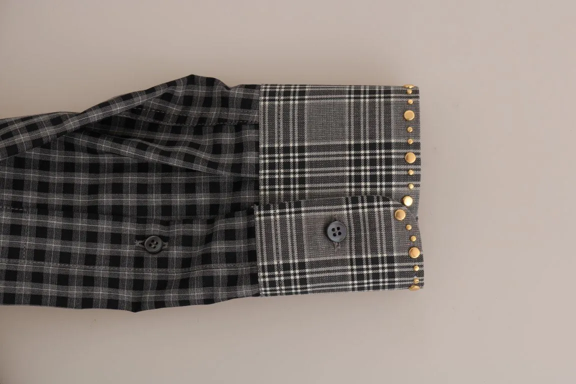 Gray Check GOLD Cotton Slim Fit Shirt