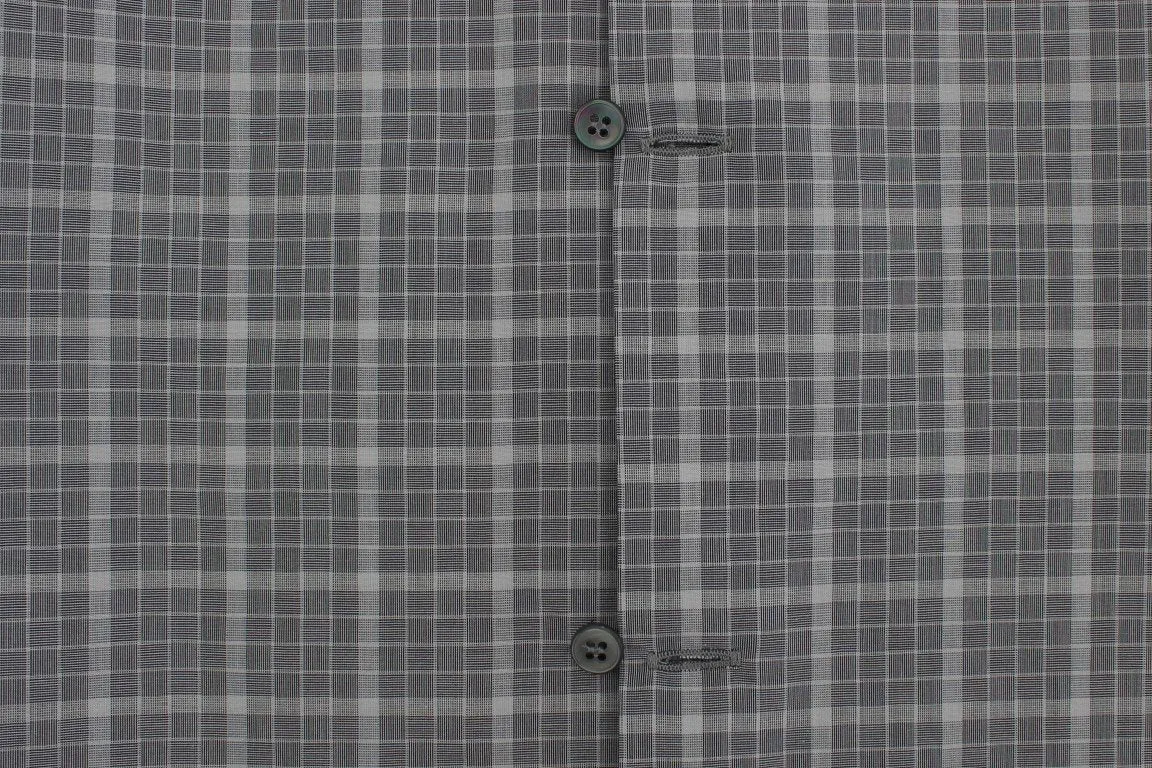 Gray Checkered Slim Fit GOLD Mens Shirt