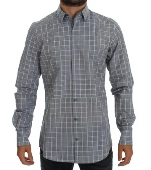 Gray Checkered Slim Fit GOLD Mens Shirt