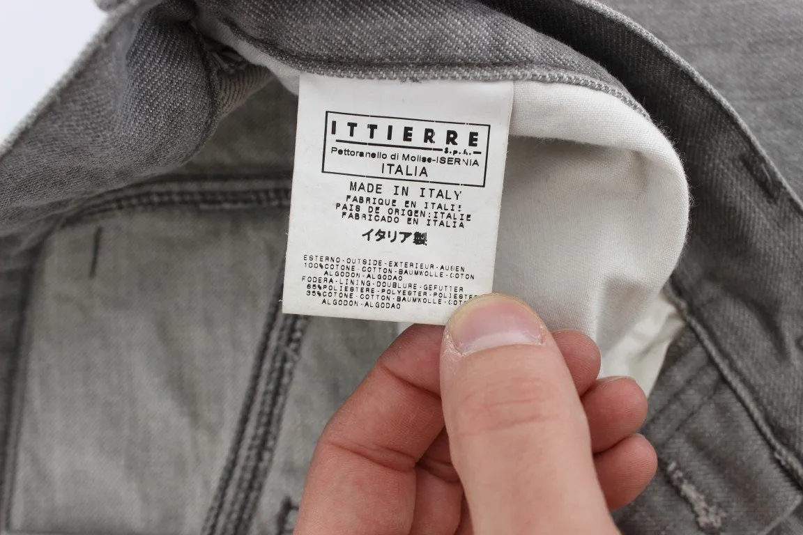 Gray Cotton Denim Baggy Fit Jeans