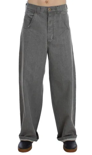 Gray Cotton Denim Baggy Fit Jeans